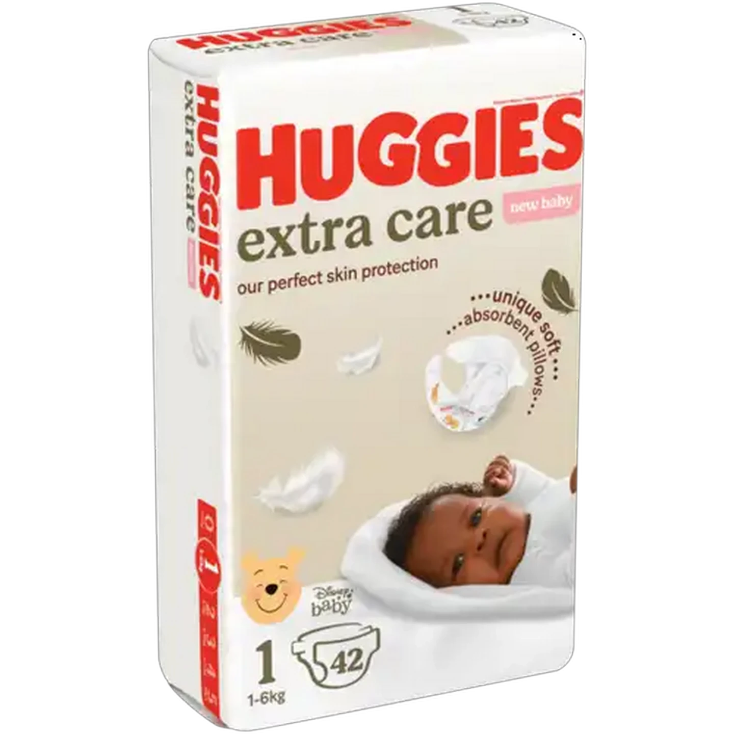 Image of Huggies Extra Care Size 1 New Baby Diapers 42 Pack