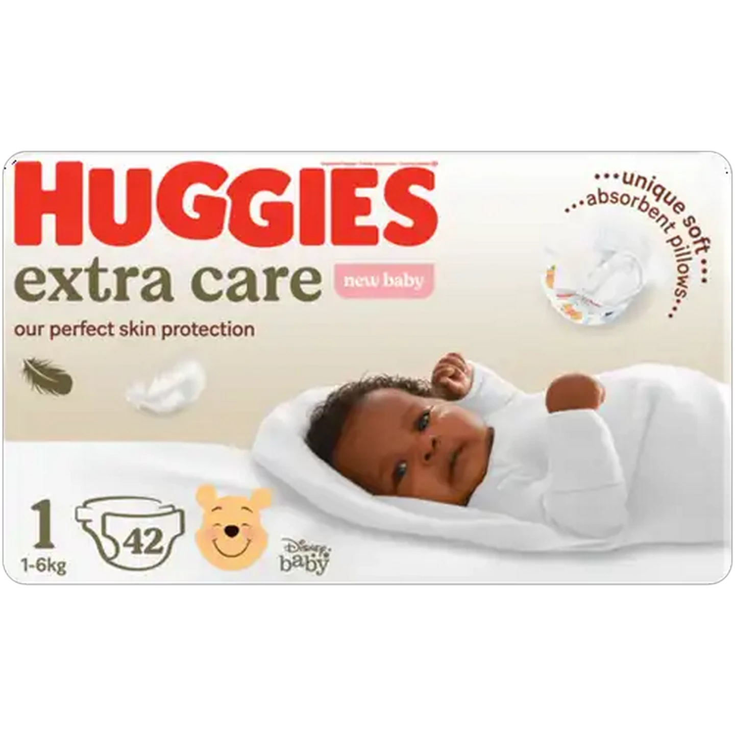 Image of Huggies Extra Care Size 1 New Baby Diapers 42 Pack