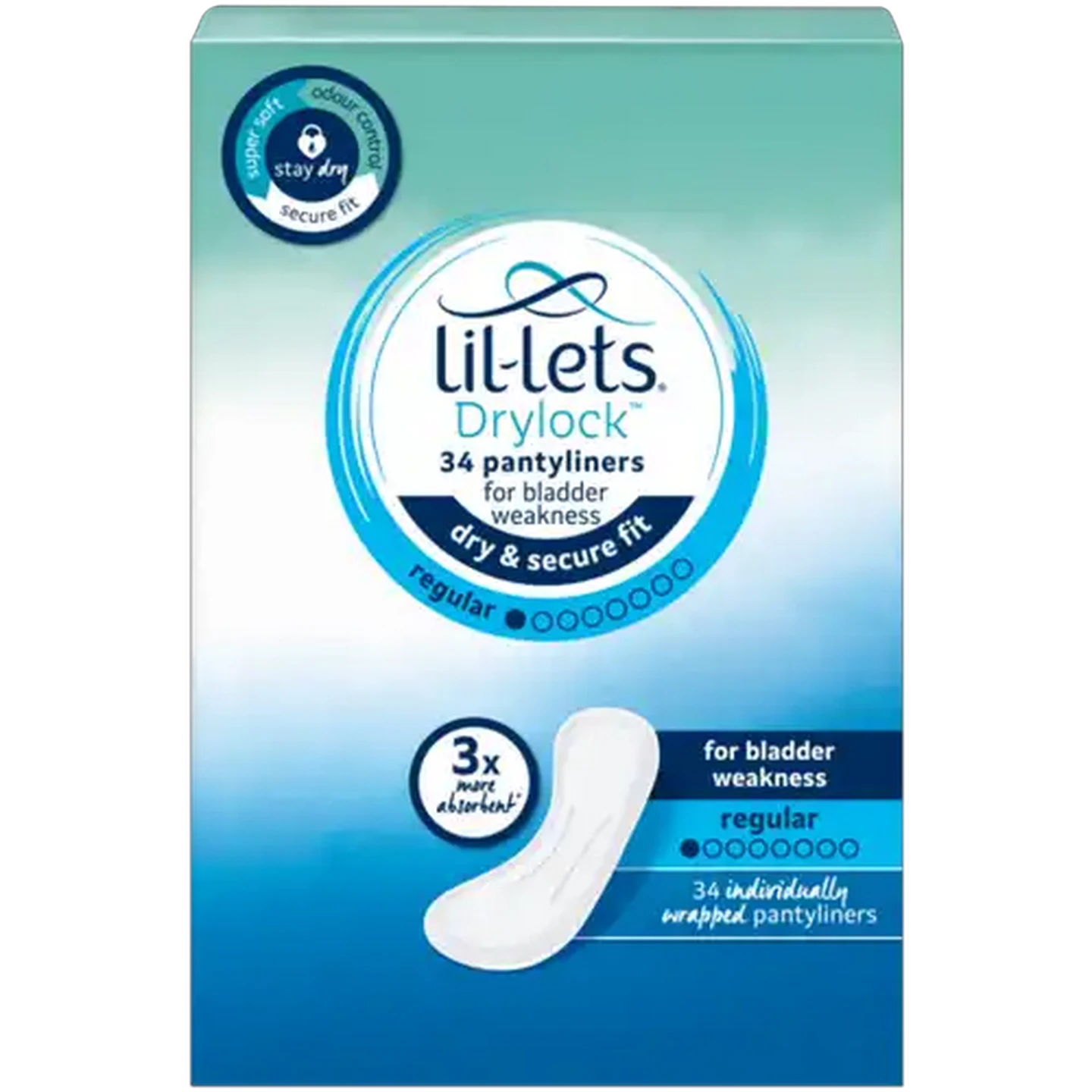 Image of Lil-Lets Drylock Regular Pantyliners 34 Pack