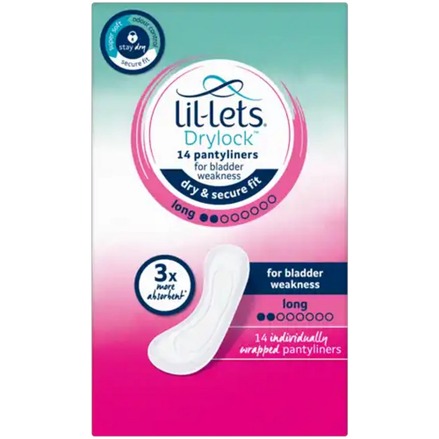 Image of Lil-Lets Drylock Long Pantyliners 14 Pack