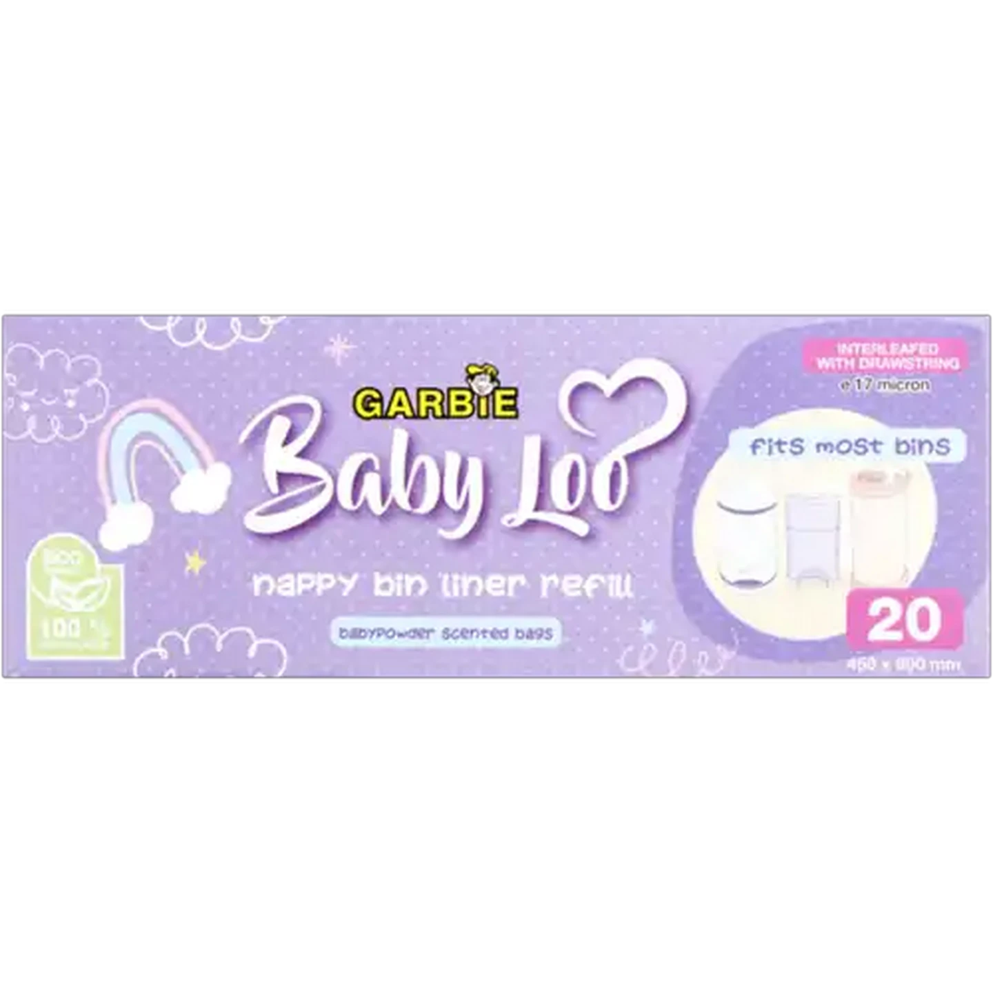 Image of Garbie Baby Loo Nappy Bin Liner Refill 20 Pack