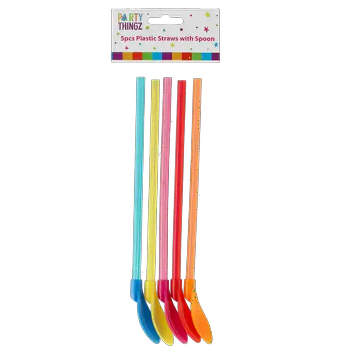 Image of Party Thingz Plastic Straws with Spoons 5-Pack