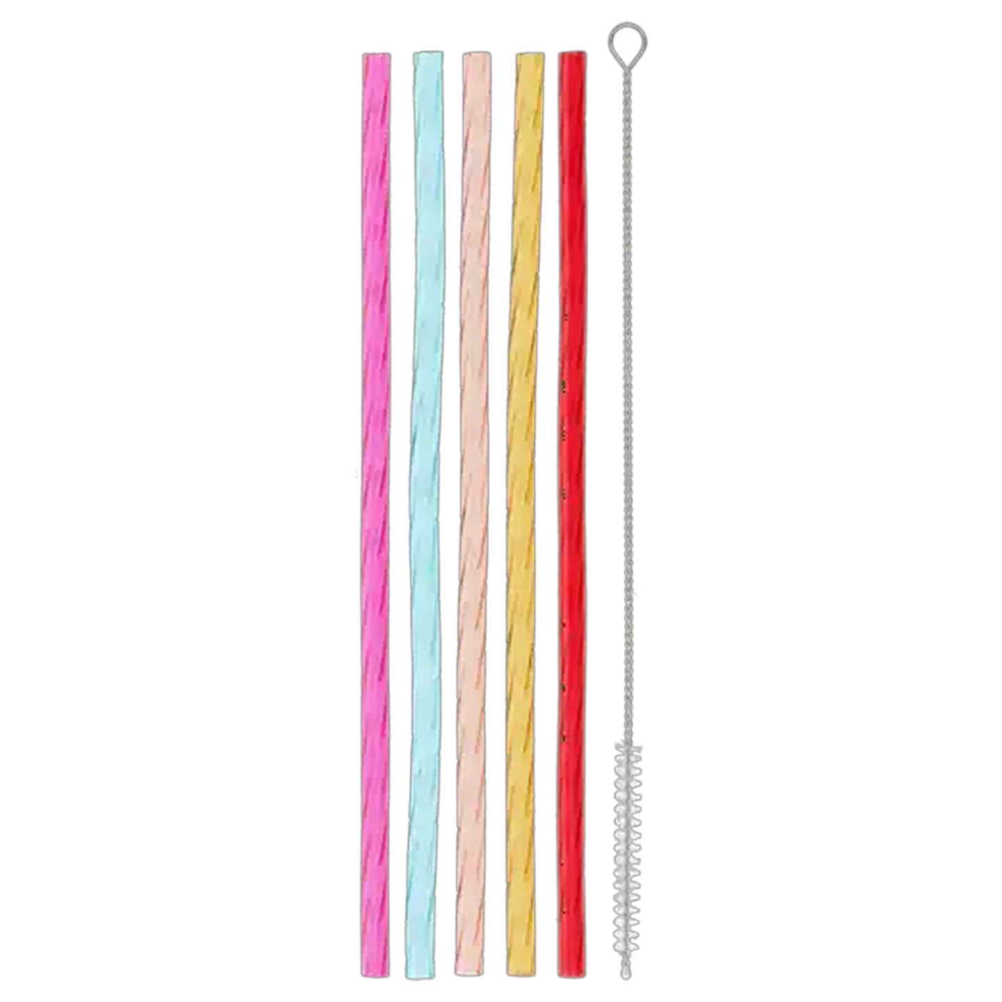 Image of Party Thingz Plastic Straws with Brush 5-Pack