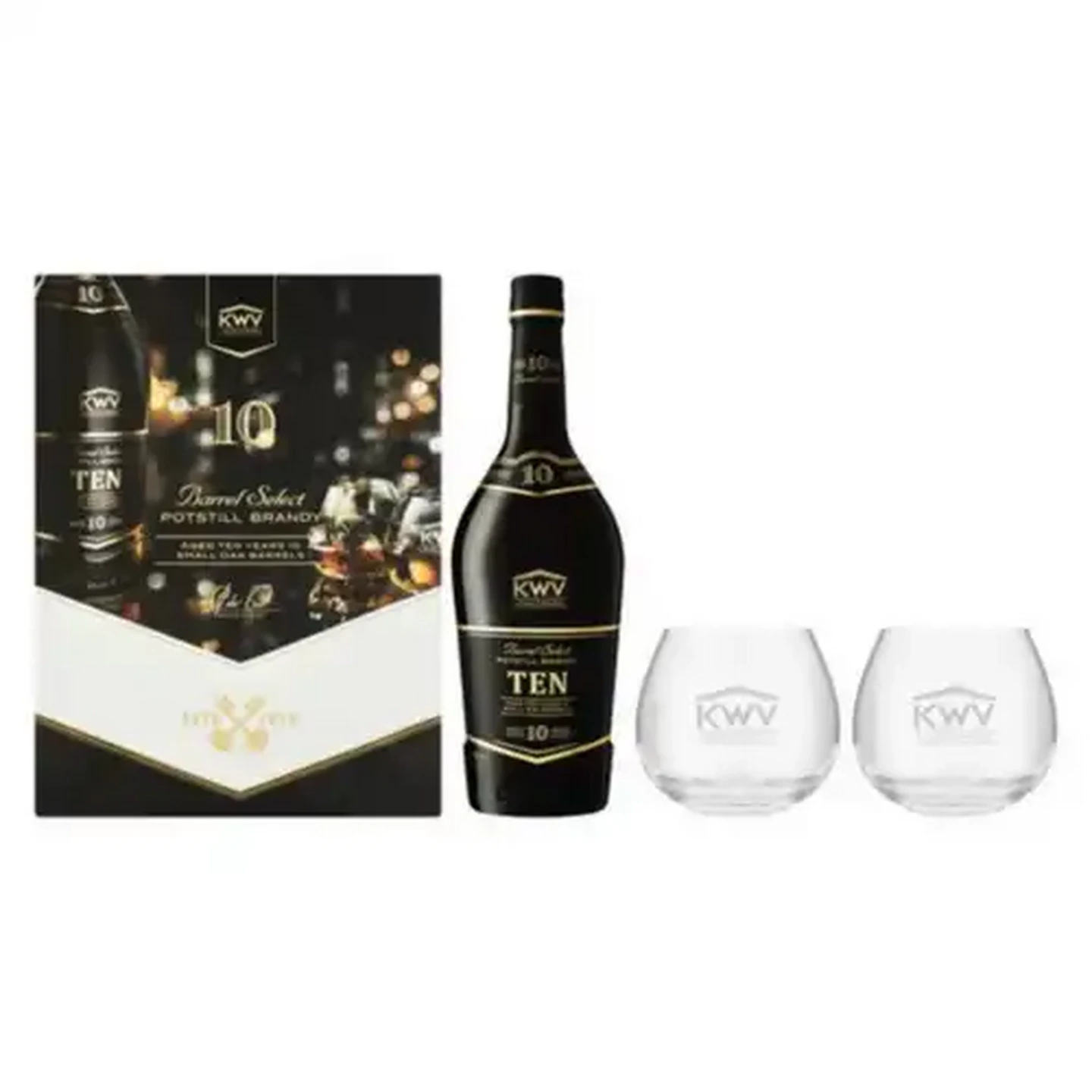 Image of KWV 10 Year Old Brandy Bottle Gift Set 750ml