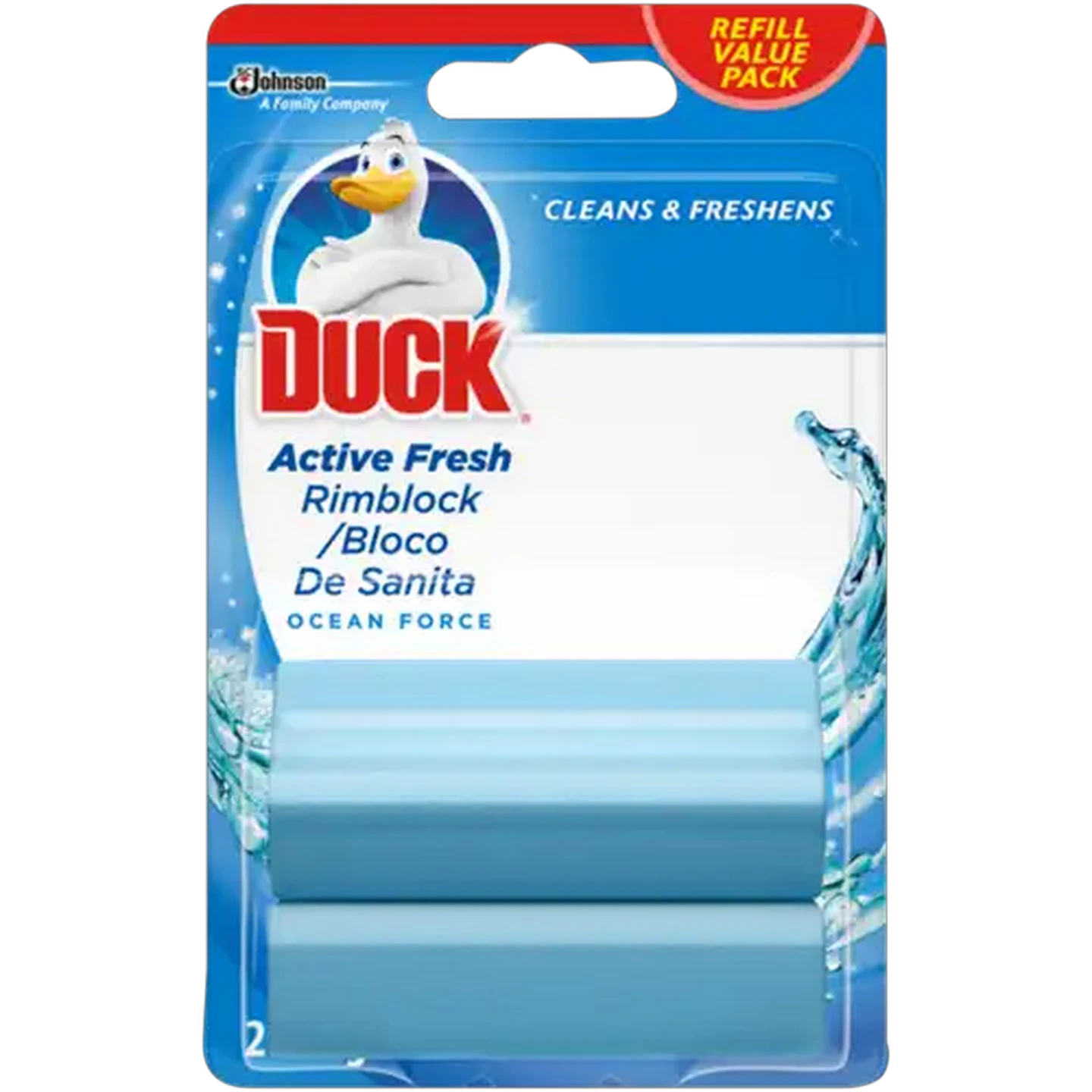 Image of Duck Active Fresh Ocean Fresh Scented Rimblock 2 x 50g