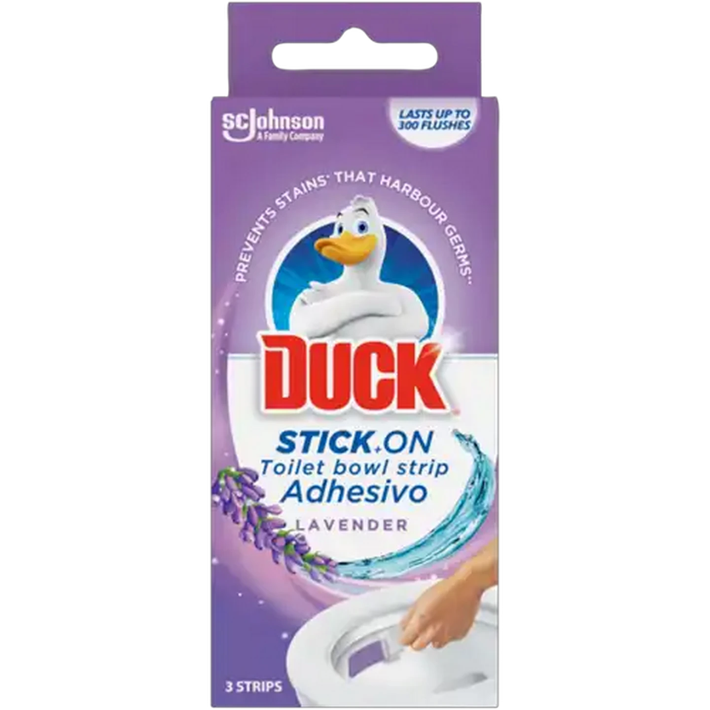 Image of Duck Lavender Stick-On Toilet Bowl Strips 3-Pack