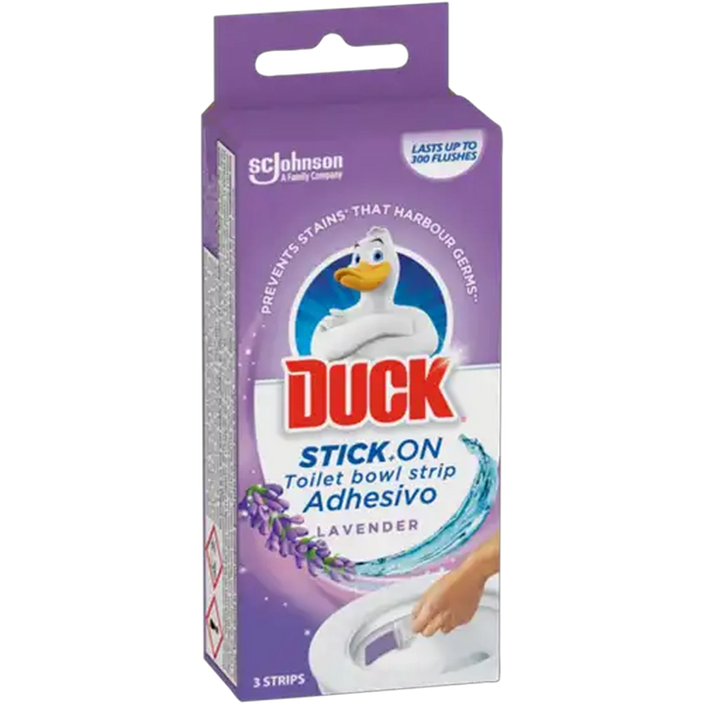 Image of Duck Lavender Stick-On Toilet Bowl Strips 3-Pack