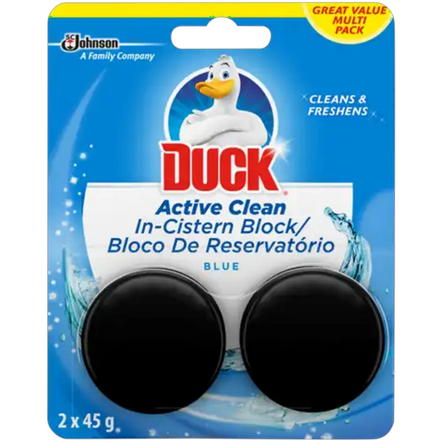 Image of Duck 3-In-1 Active Clean In-Cistern Toilet Block 2 x 45g