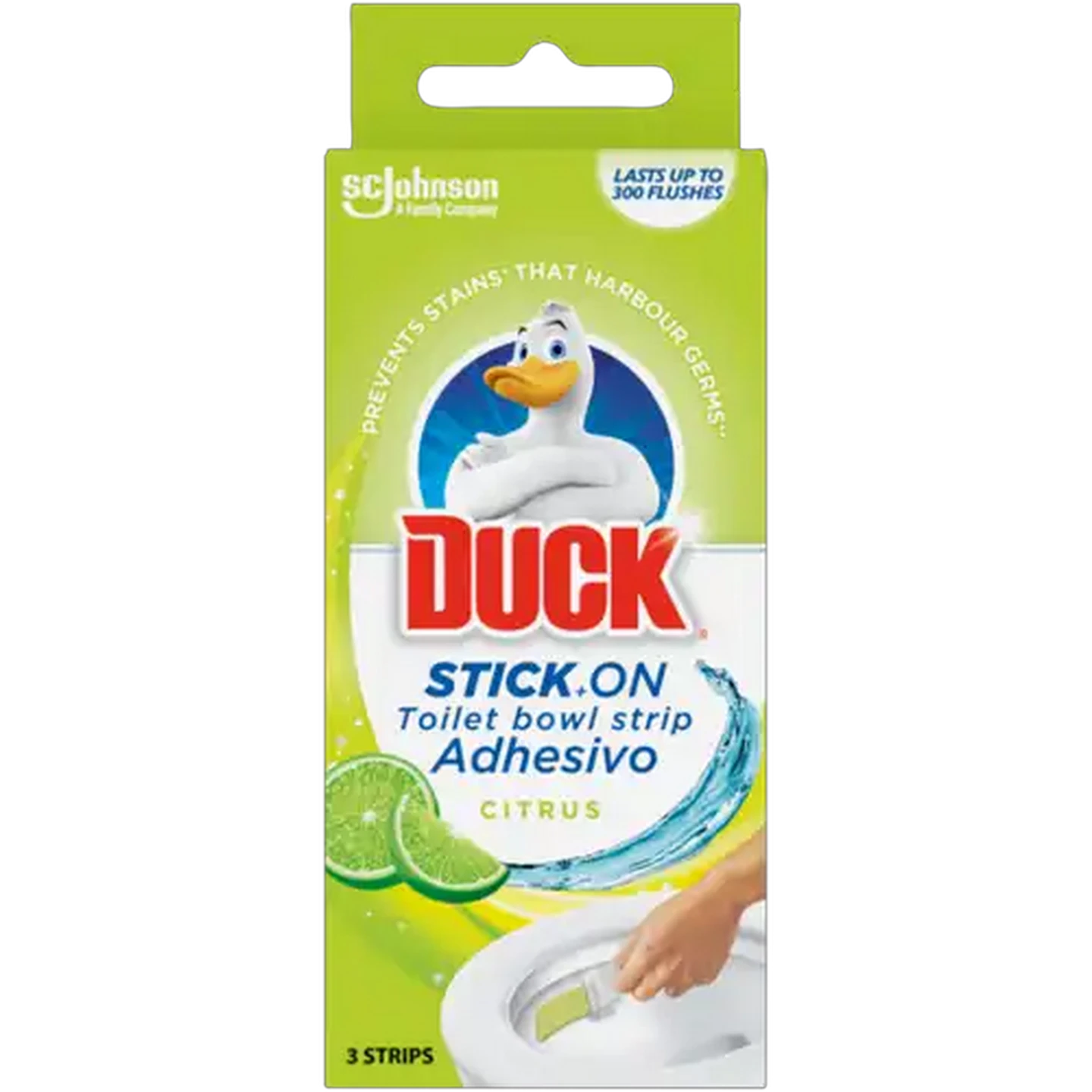 Image of Duck Citrus Stick-On Toilet Bowl Strips 3-Pack