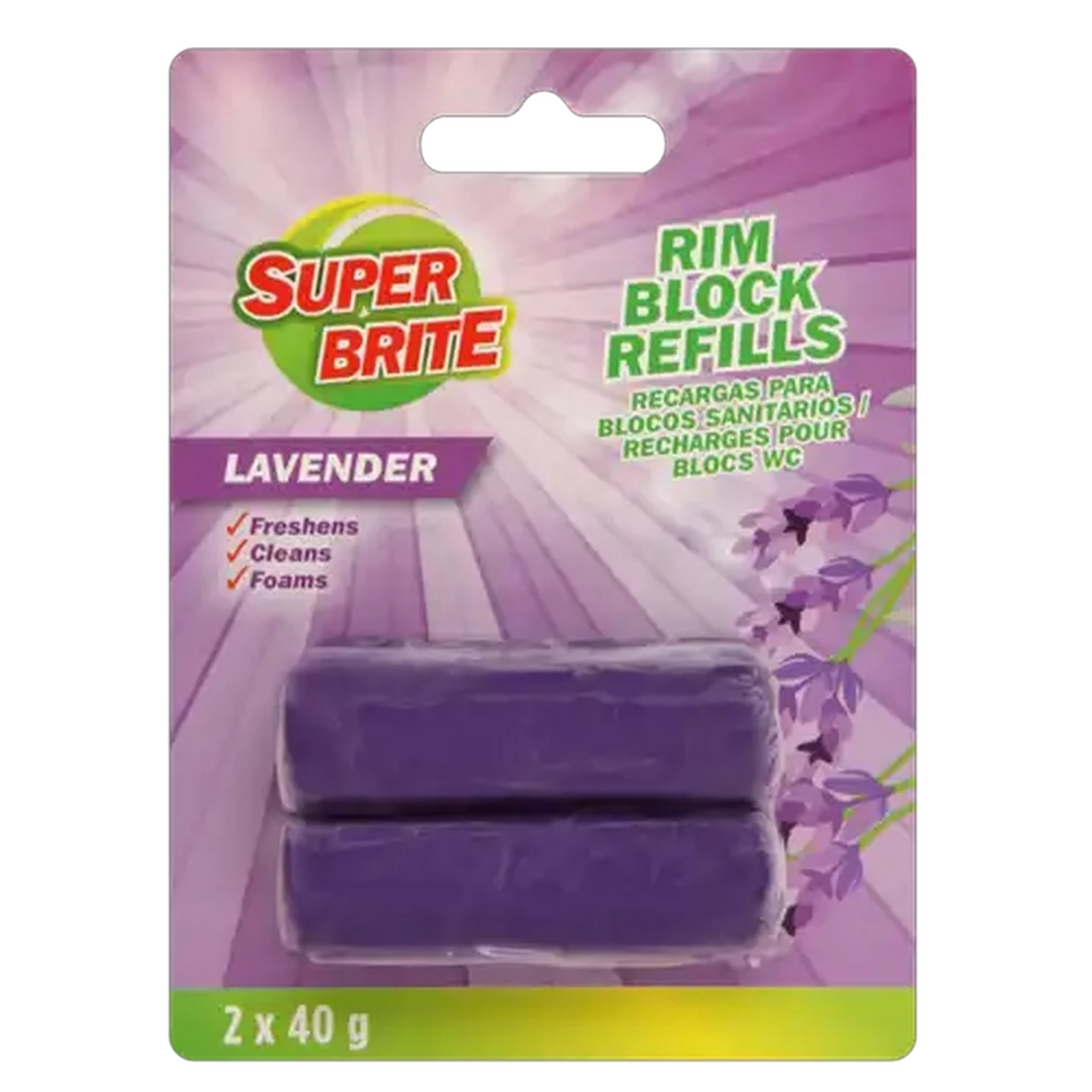 Image of Super Brite Rim Block Refills Lavender Scented 2 x 40g