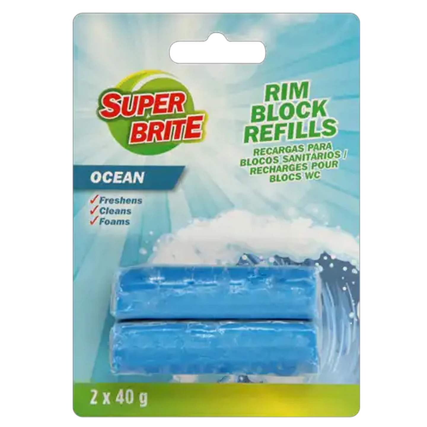 Image of Super Brite Rim Block Refills Ocean Scented 2 x 40g