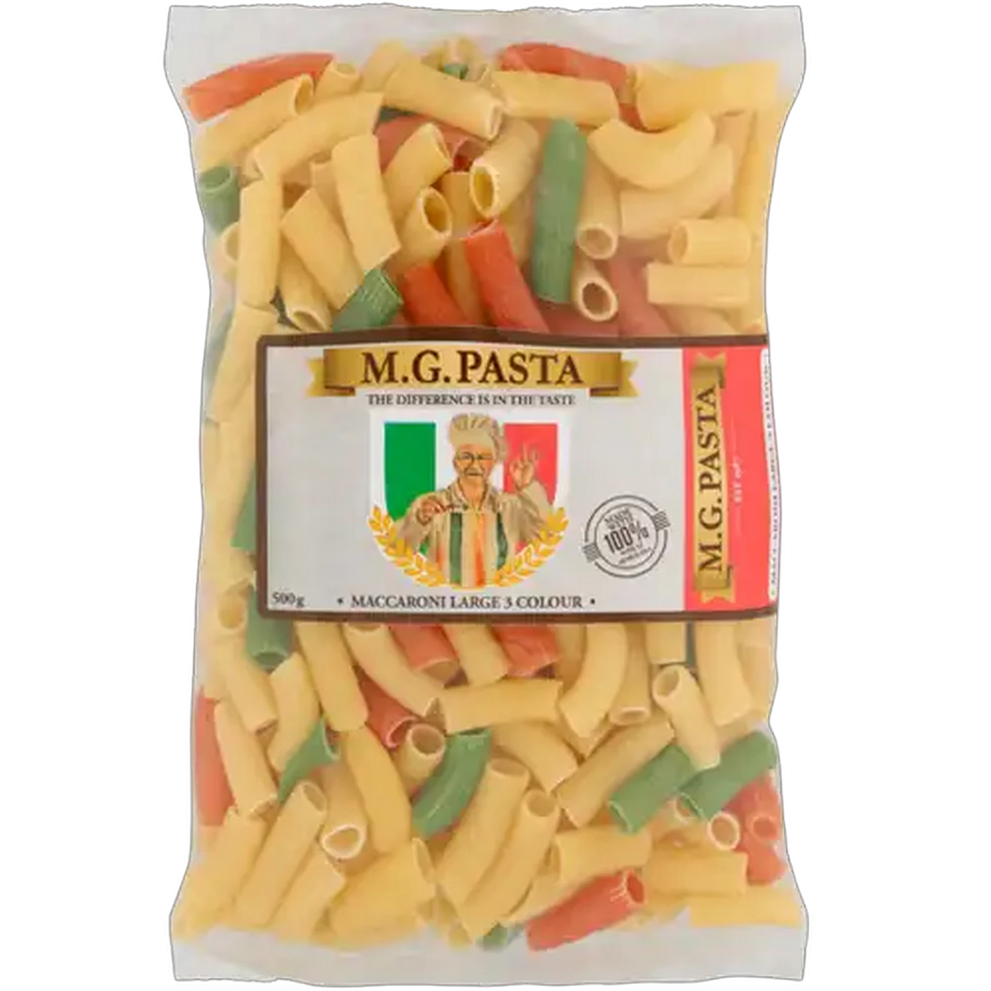 Image of M.G. Pasta 3 Colour Macaroni  Large 500g