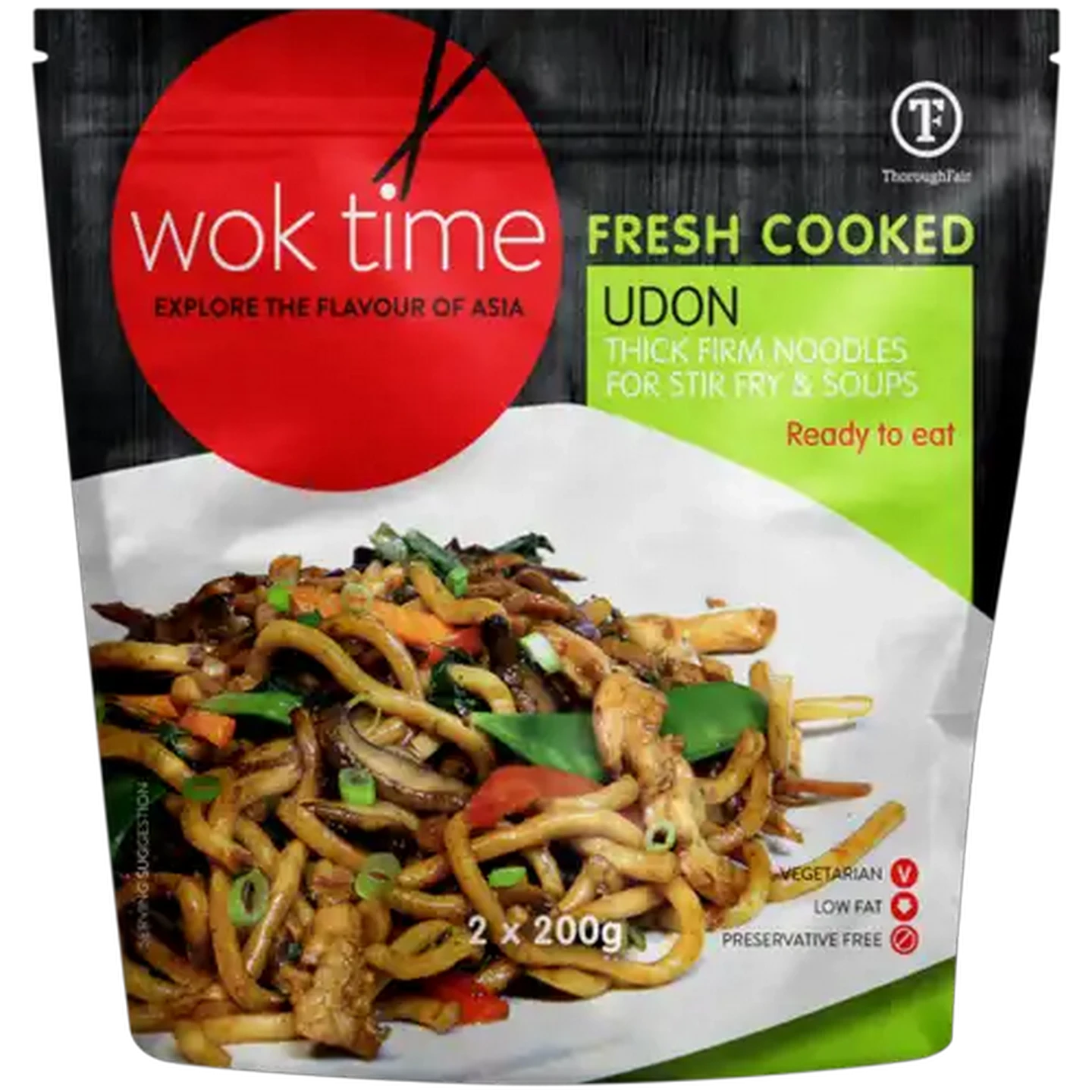 Image of Wok Time Fresh Cooked Udon Noodles 2 x 200g