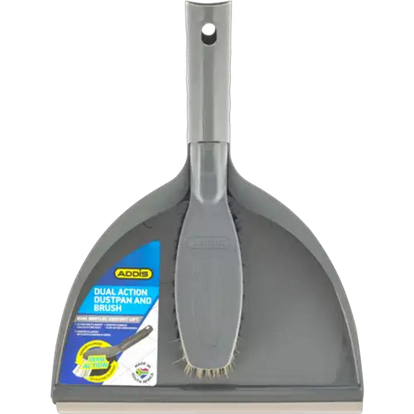 Image of ADDIS Grey Dual Action Dustpan & Brush Set 2 Piece