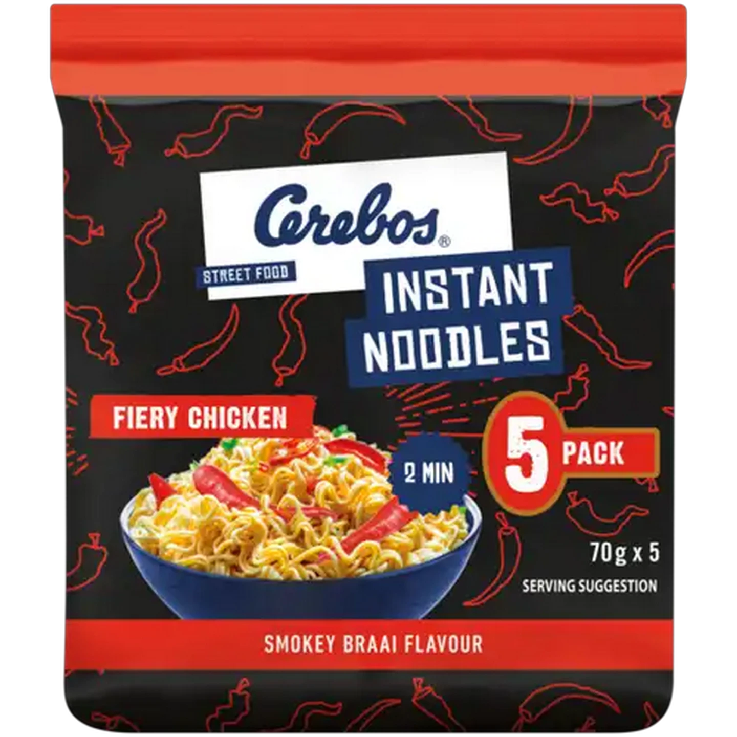 Image of Cerebos Fiery Chicken Instant Noodles 5 x 70g