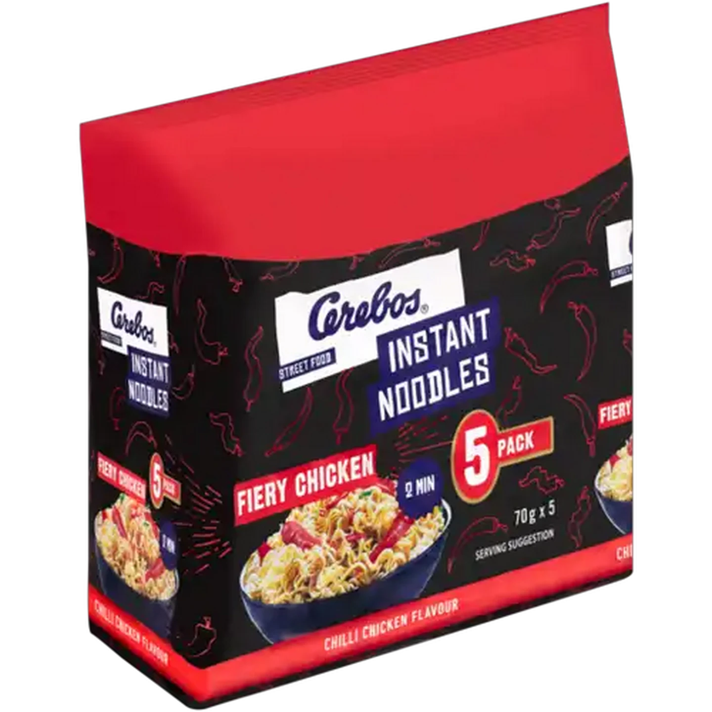 Image of Cerebos Fiery Chicken Instant Noodles 5 x 70g