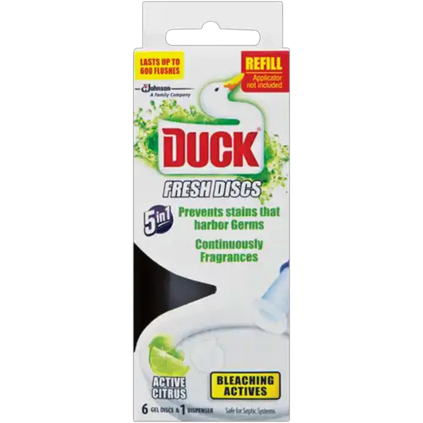 Image of Duck Fresh Discs Active Citrus 5-in-1 Gel Disc Toilet Cleaner Refill