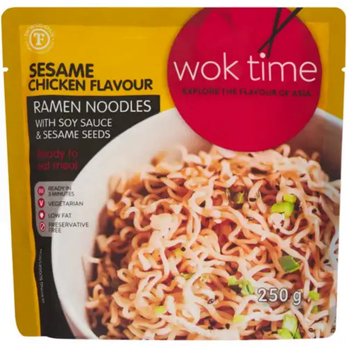 Image of Wok Time Sesame Chicken Flavour Ramen Noodles 250g