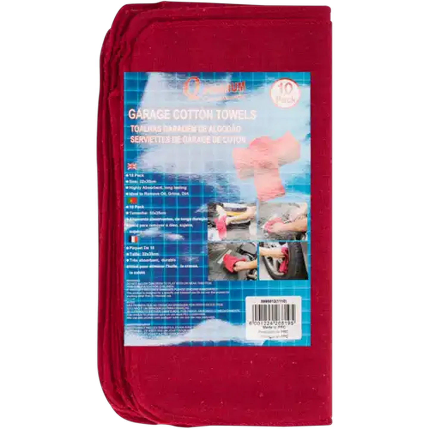 Image of Q Premium Red Garage Cotton Towels 10 Pack