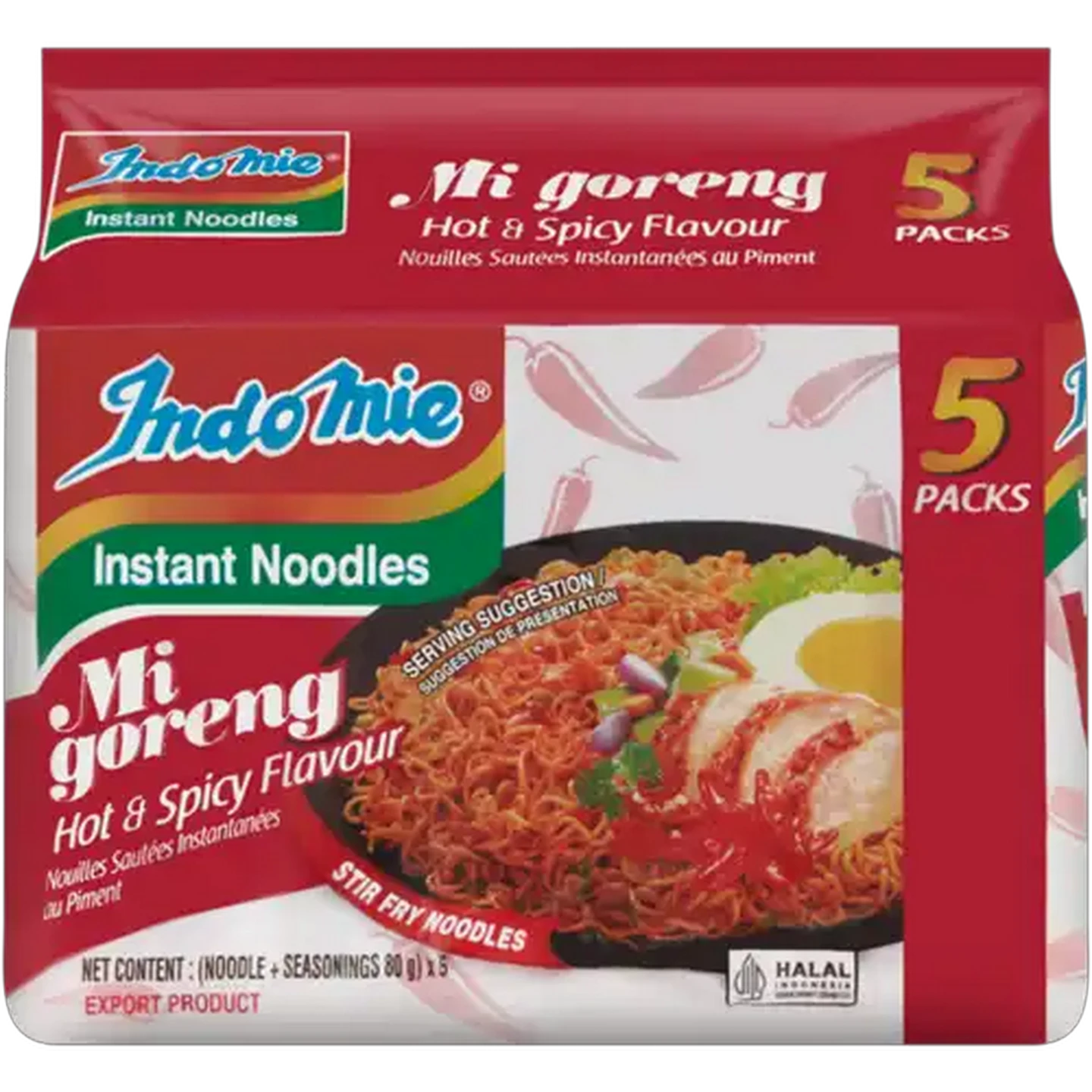 Image of Indomie Hot & Spicy Flavour Mi Goreng Instant Noodles 5 x 80g