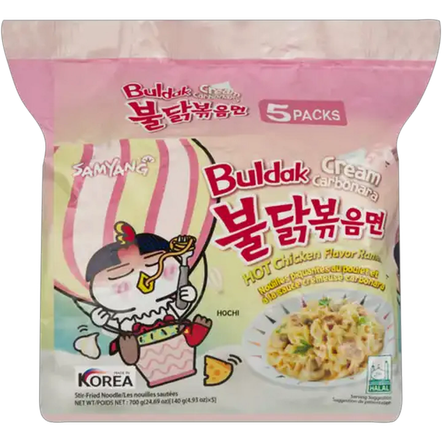 Image of Samyang Buldak Cream Carbonara Hot Chicken Flavour Ramen Noodles 5 x 140g