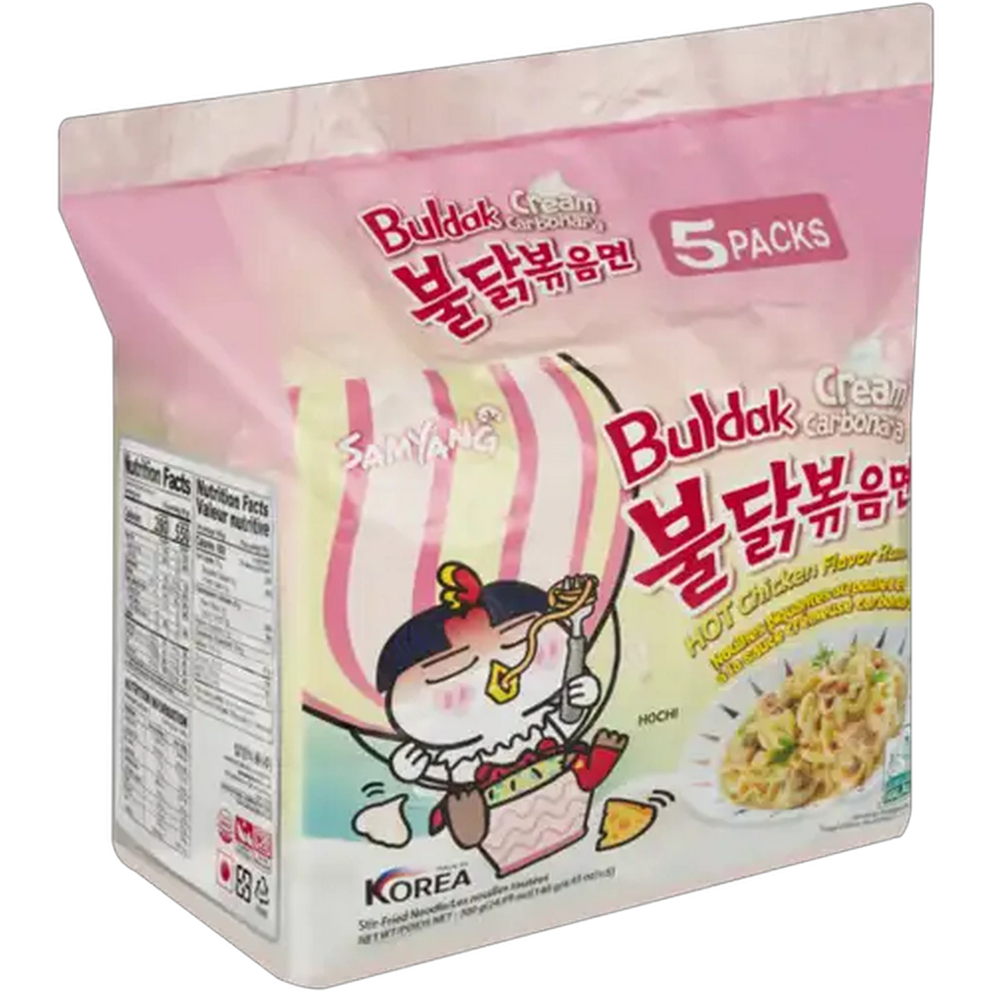 Image of Samyang Buldak Cream Carbonara Hot Chicken Flavour Ramen Noodles 5 x 140g