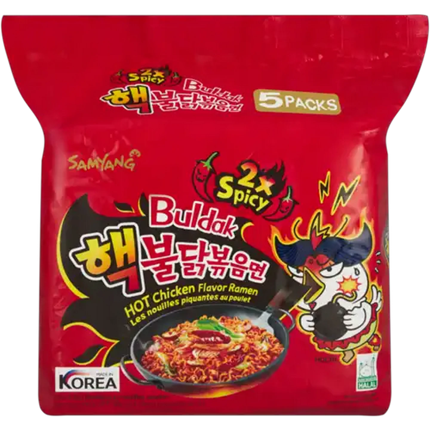 Image of Samyang Buldak 2x Spicy Hot Chicken Flavour Ramen Noodles 5 x 140g