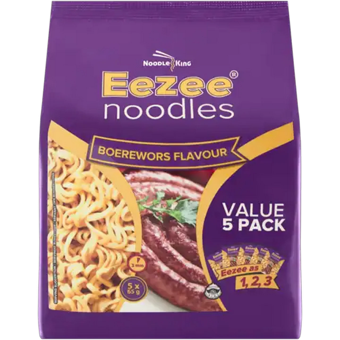 Image of Eezee Noodles Boerewors Flavour Instant Noodles 5 x 65g