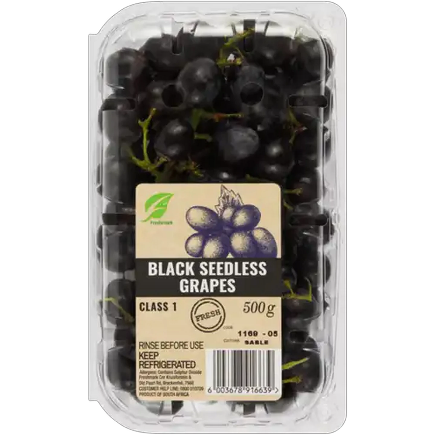 Image of Black Seedless Grapes 500g