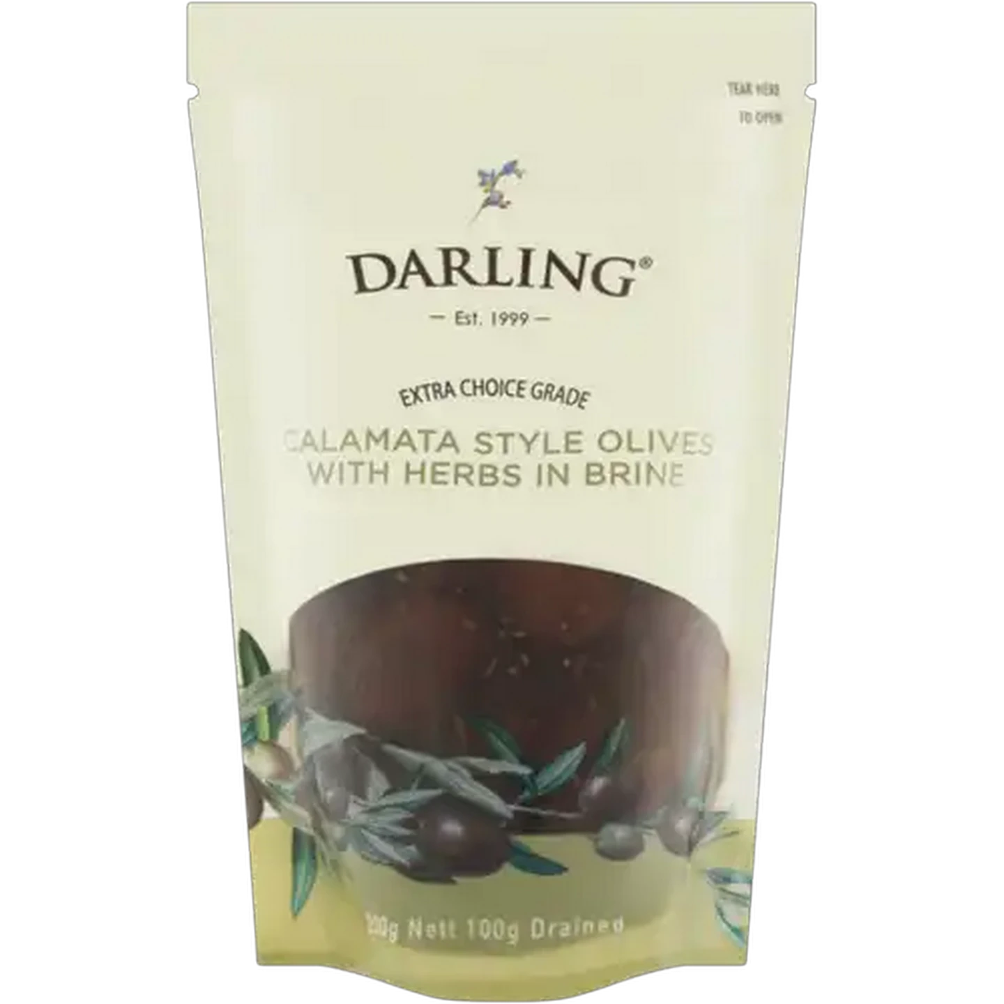 Image of Darling Olives Calamata Style Olives with Herbs in Brine 200g