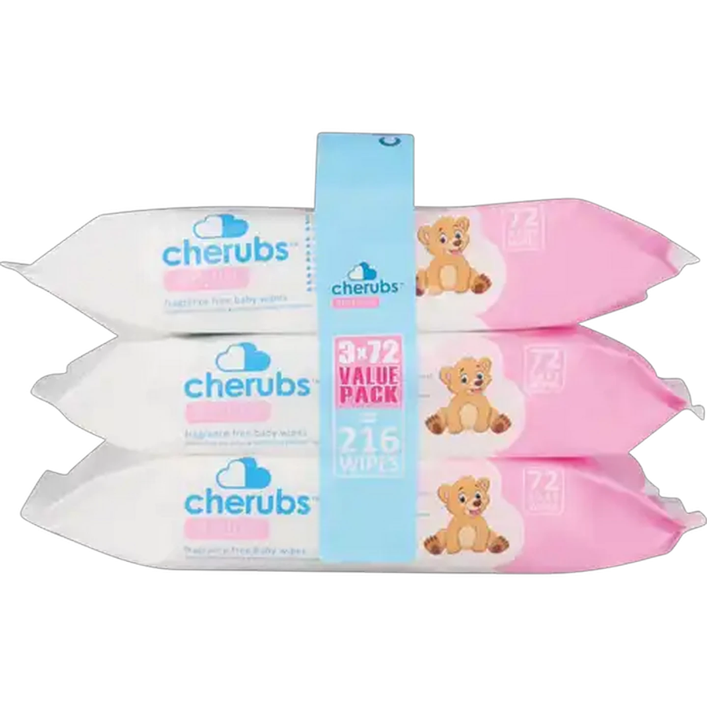 Image of Cherubs Sensitive Fragrance Free Baby Wipes 3 x 72 Pack