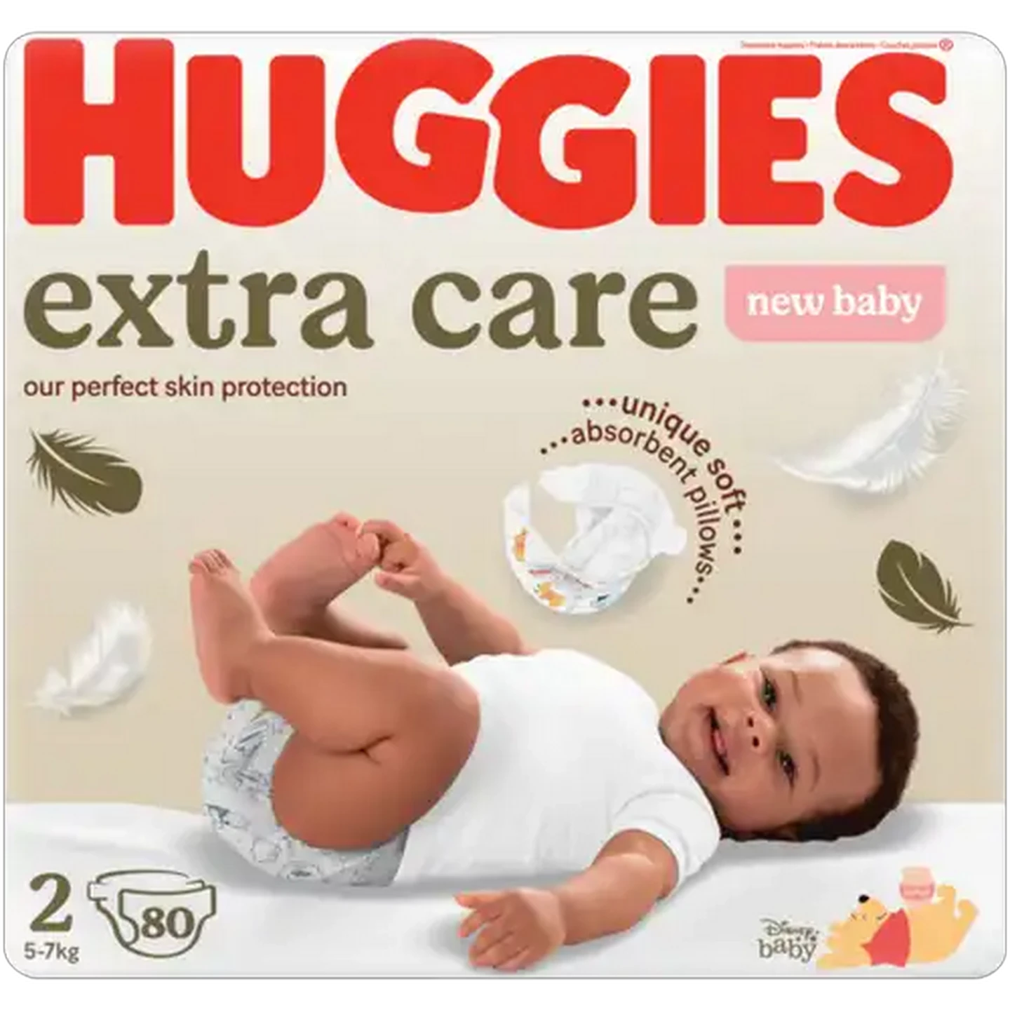 Image of Huggies Extra Care Size 2 Diapers 80 Pack (5-7kg)