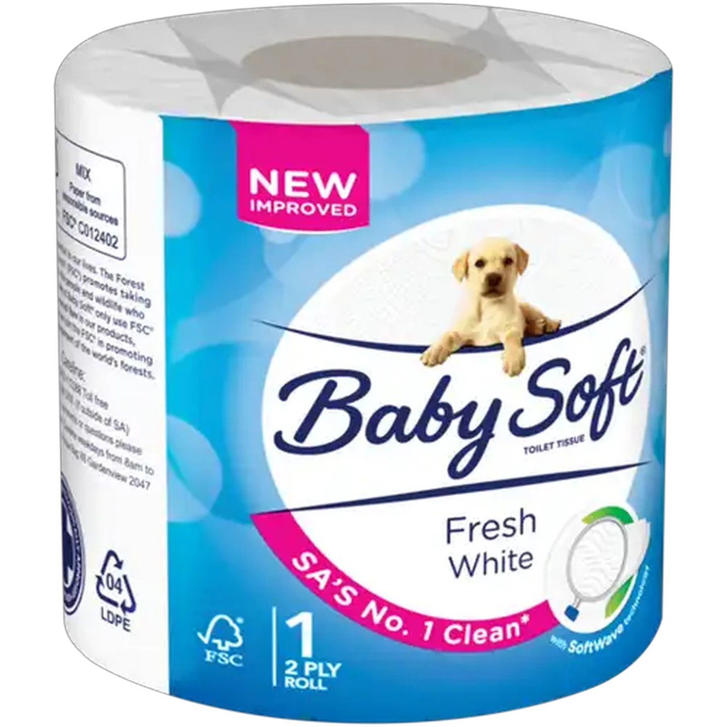 Image of Baby Soft Fresh White 2 Ply Toilet Tissue Roll