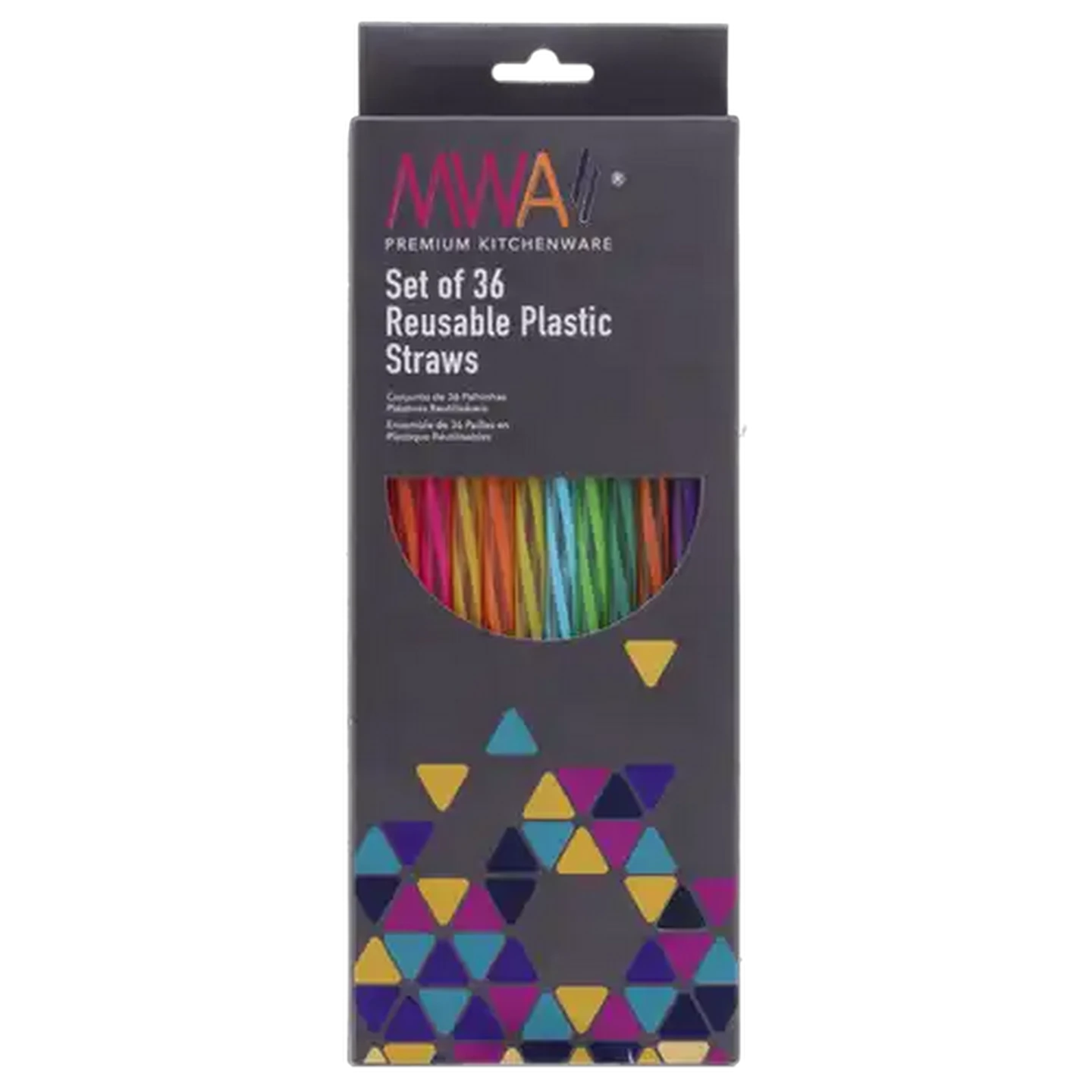 Image of MWA Plastic Reusable Straws 36-Pack