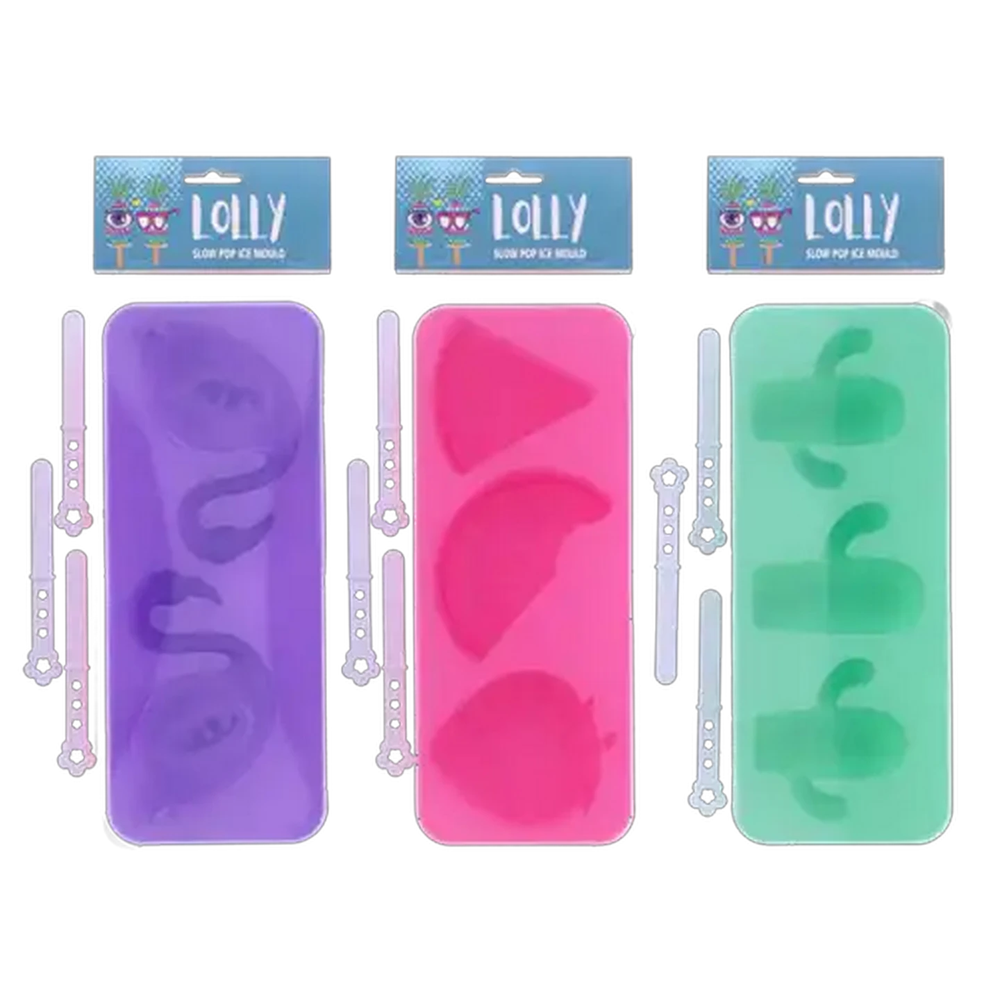 Image of Lolly Tropical Slow Pop Ice Mould 3-Pack (Design May Vary)