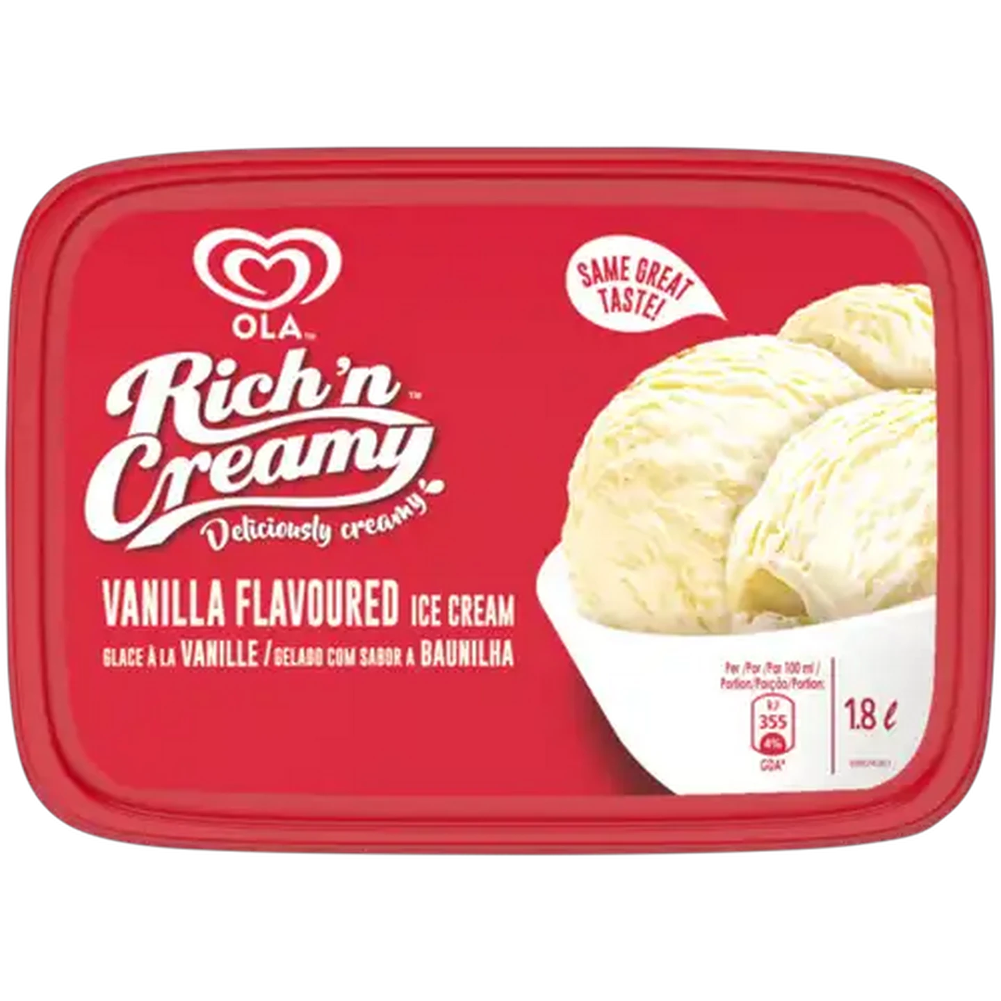 Image of Ola Rich 'n Creamy Vanilla Flavoured Ice Cream 1.8L
