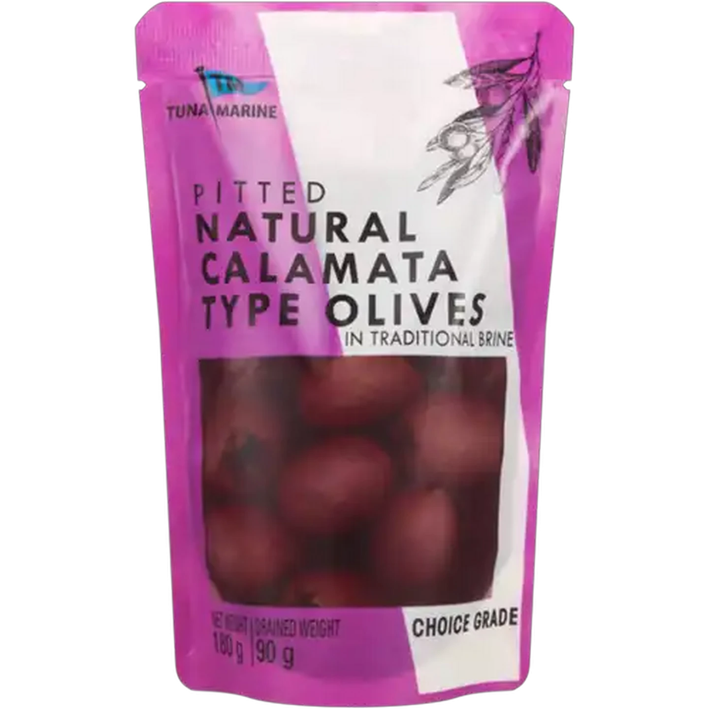 Image of Tuna Marine Natural Calamata Type Pitted Olives in Traditional Brine 180g
