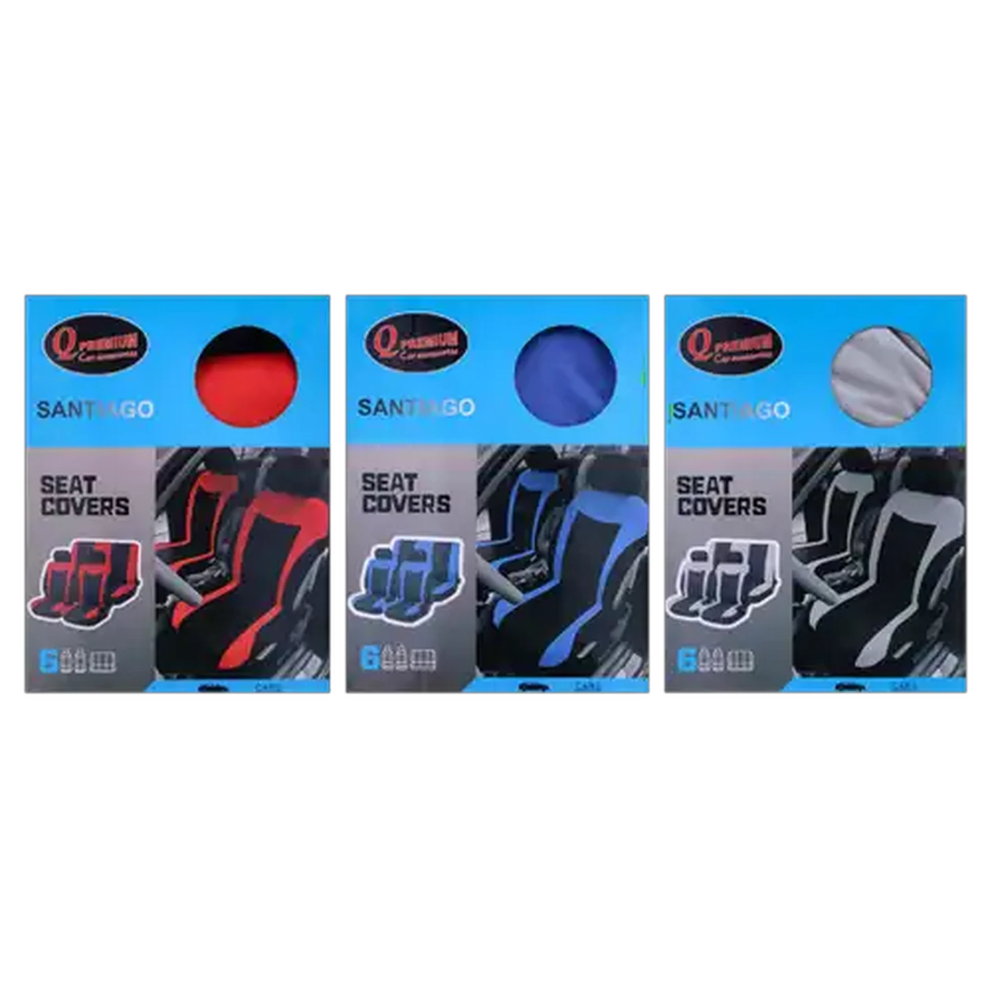 Image of Q Premium Santiago Car Seat Covers 6 Piece (Colour May Vary)
