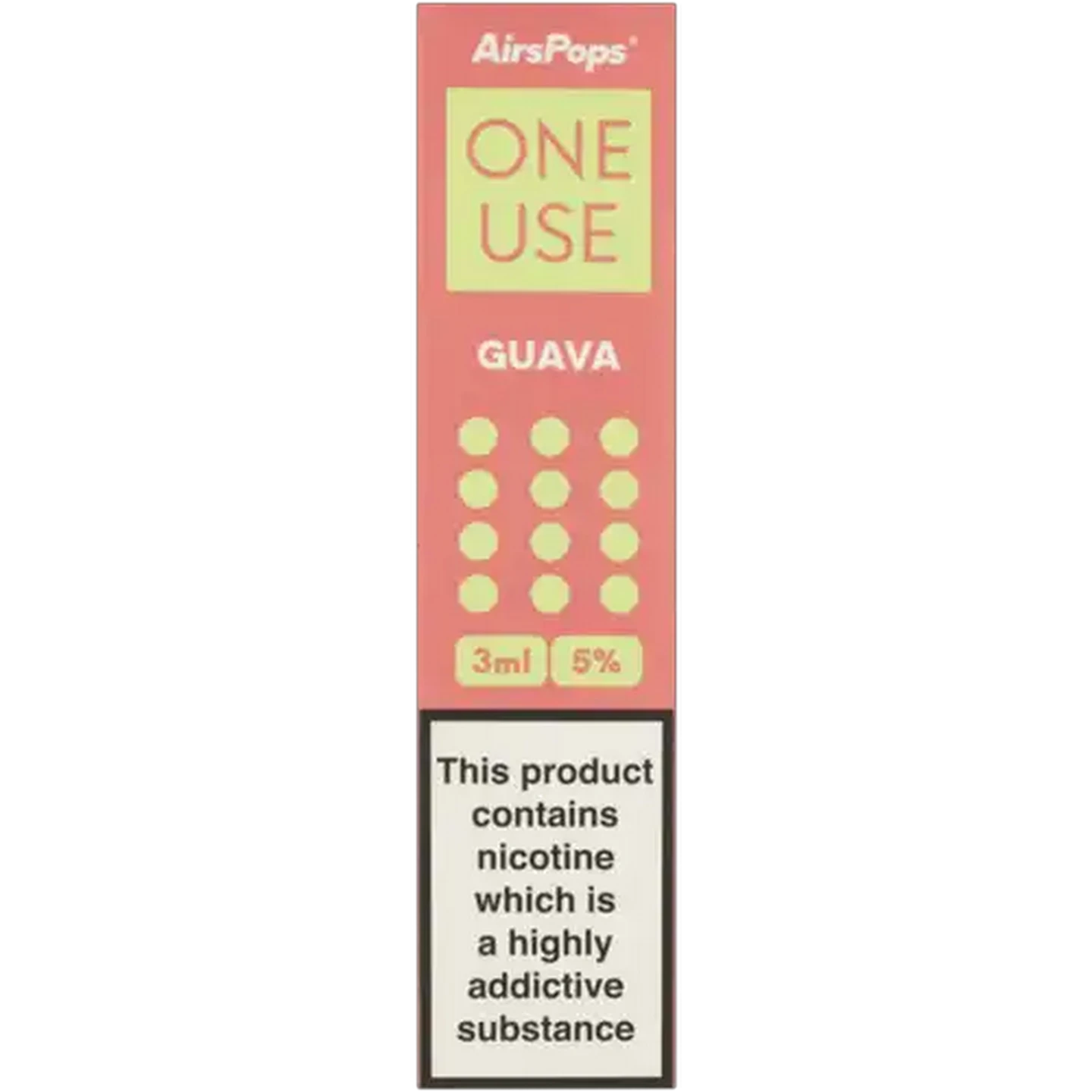Image of AirsPops ONE USE Guava 5% Disposable Vape 3ml (Non-Refundable. Non-Returnable.)