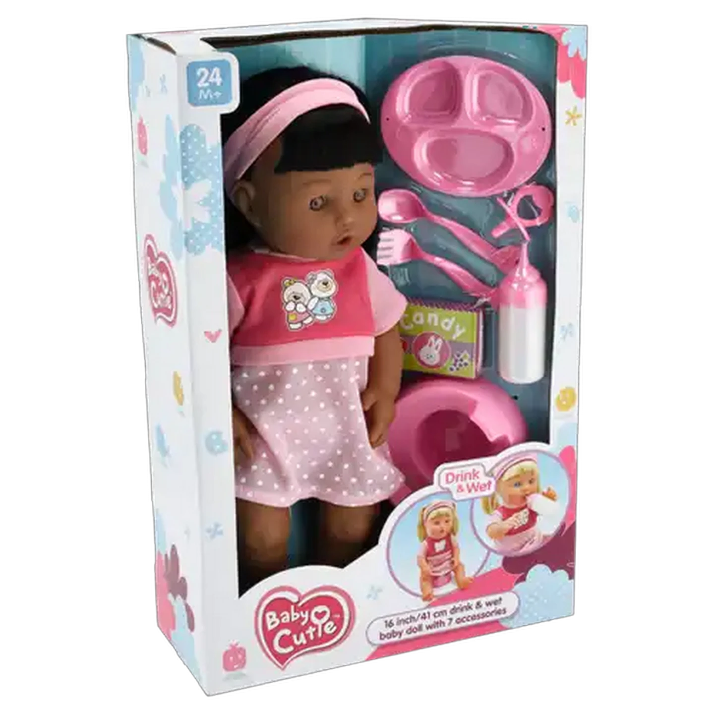 Image of Baby Cutie Nia Drink & Wet Doll with Accessories 43cm
