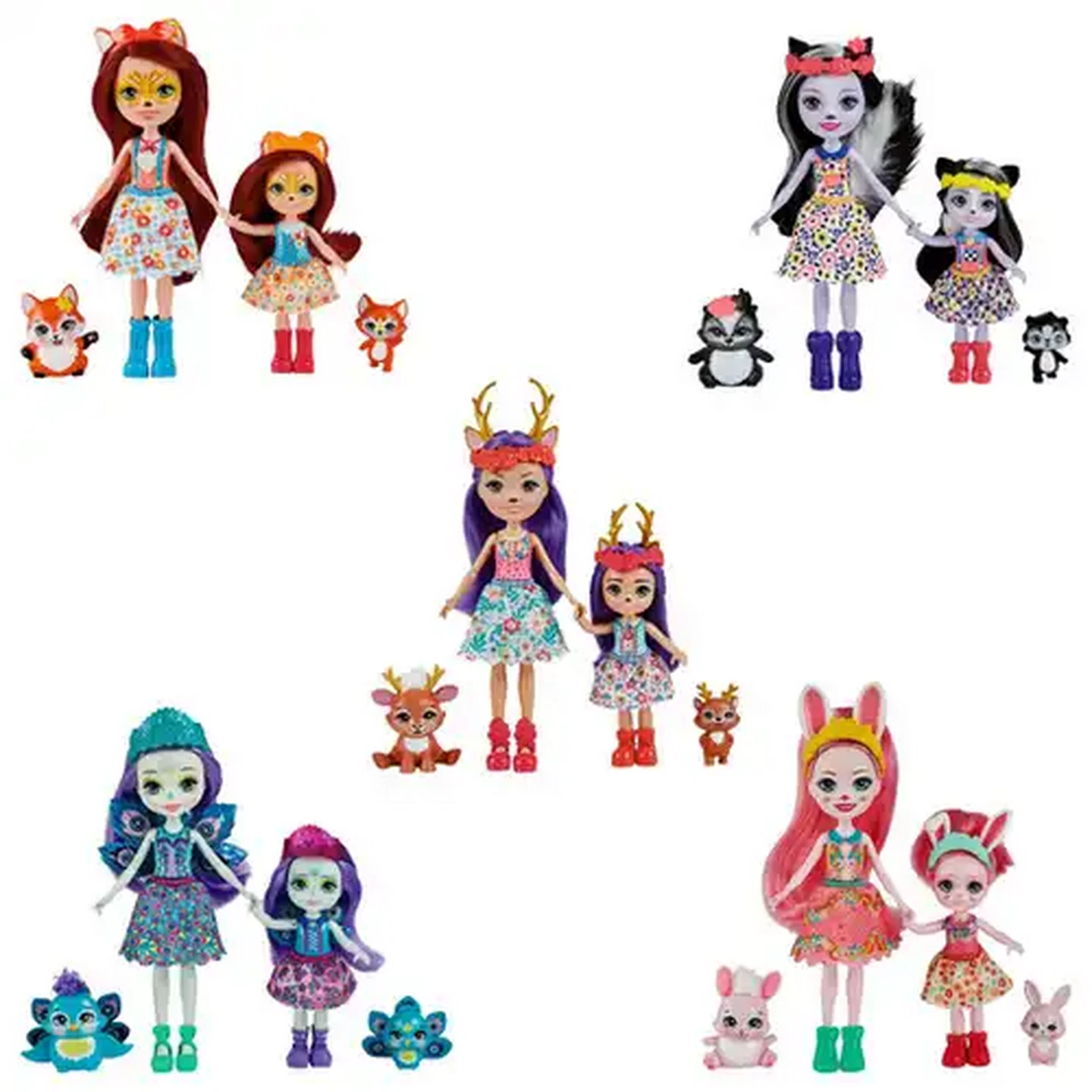 Image of Enchantimals Sister 2 Dolls With 2 Animal Figures And Accessories (Type May Vary)