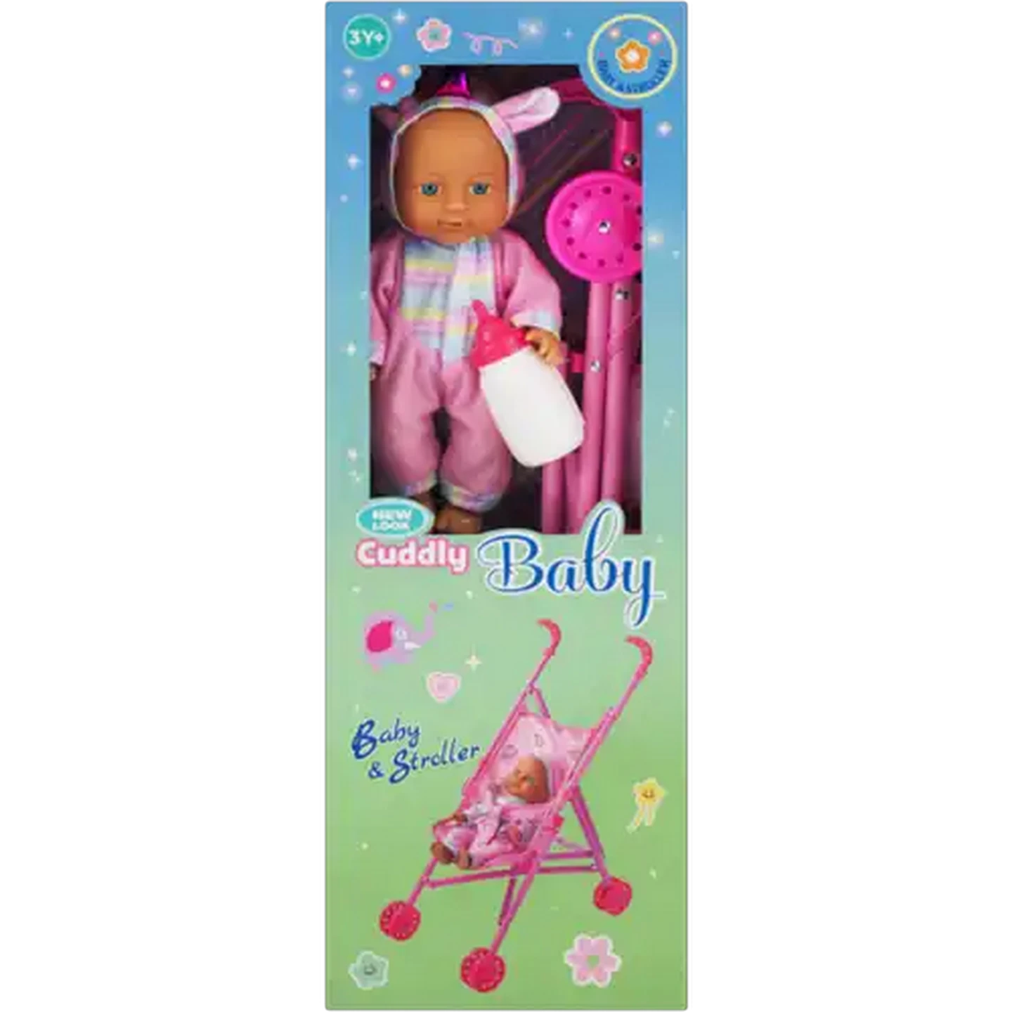 Image of Cuddly Baby Doll with Stroller 29cm (Print May Vary)