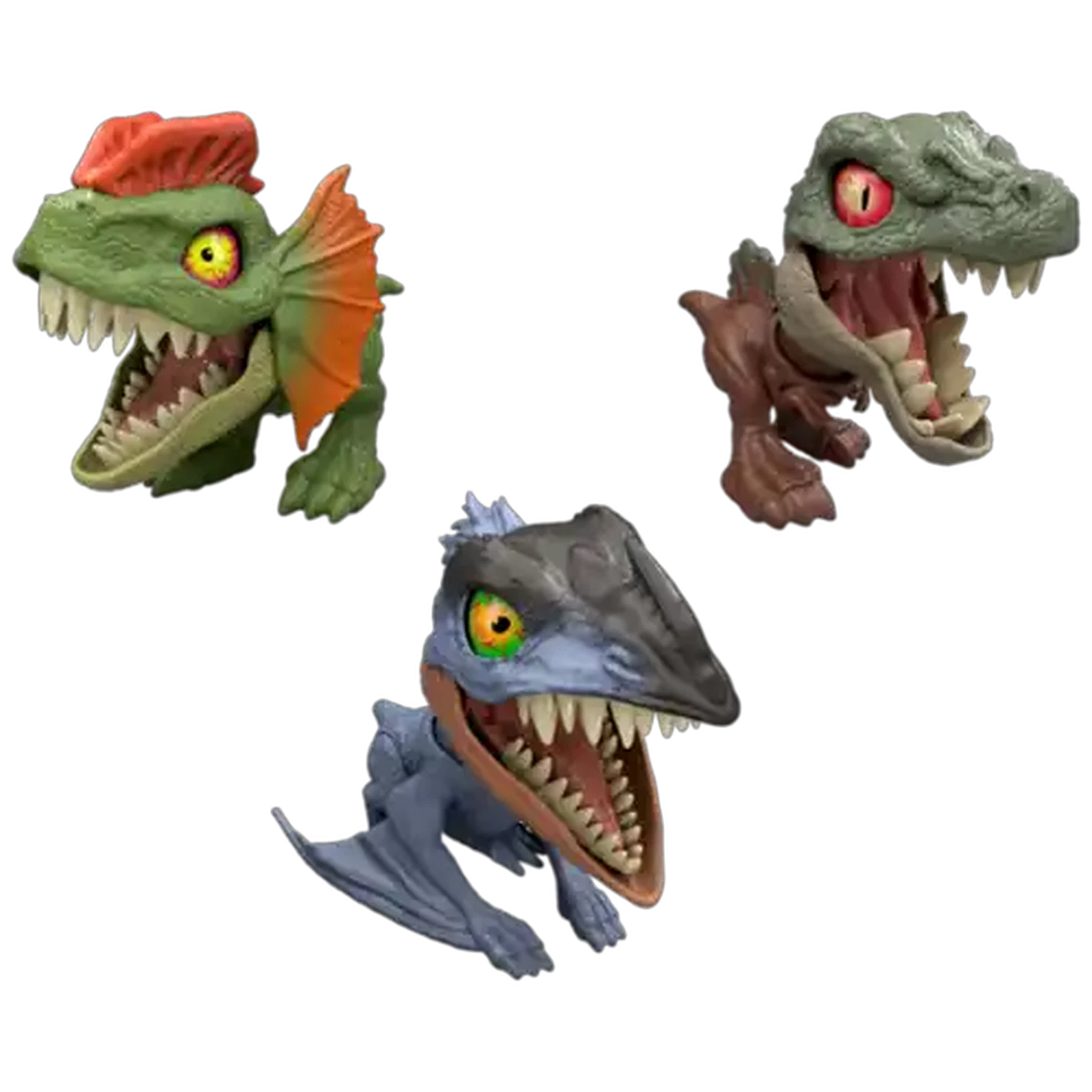 Image of Jurassic World Mighty Little Biters Dinosaur Collectible, 3.5-inch Toy with Bite Action, Cute to Angry Eye & Tooth Change, Species Vary