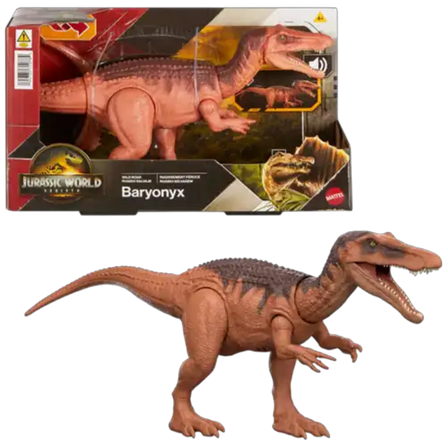 Image of Jurassic World Wild Roar Dinosaur Figures with Attack Action, Light Feature and Roar Sounds, Scan Code for Digital Play, Species Vary