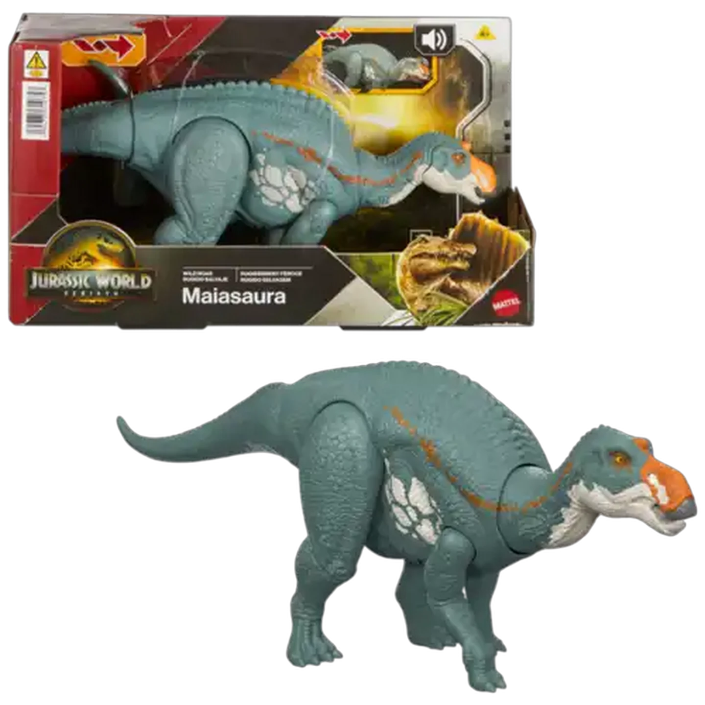 Image of Jurassic World Wild Roar Dinosaur Figures with Attack Action, Light Feature and Roar Sounds, Scan Code for Digital Play, Species Vary
