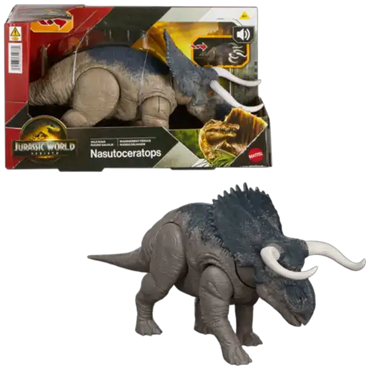 Image of Jurassic World Wild Roar Dinosaur Figures with Attack Action, Light Feature and Roar Sounds, Scan Code for Digital Play, Species Vary