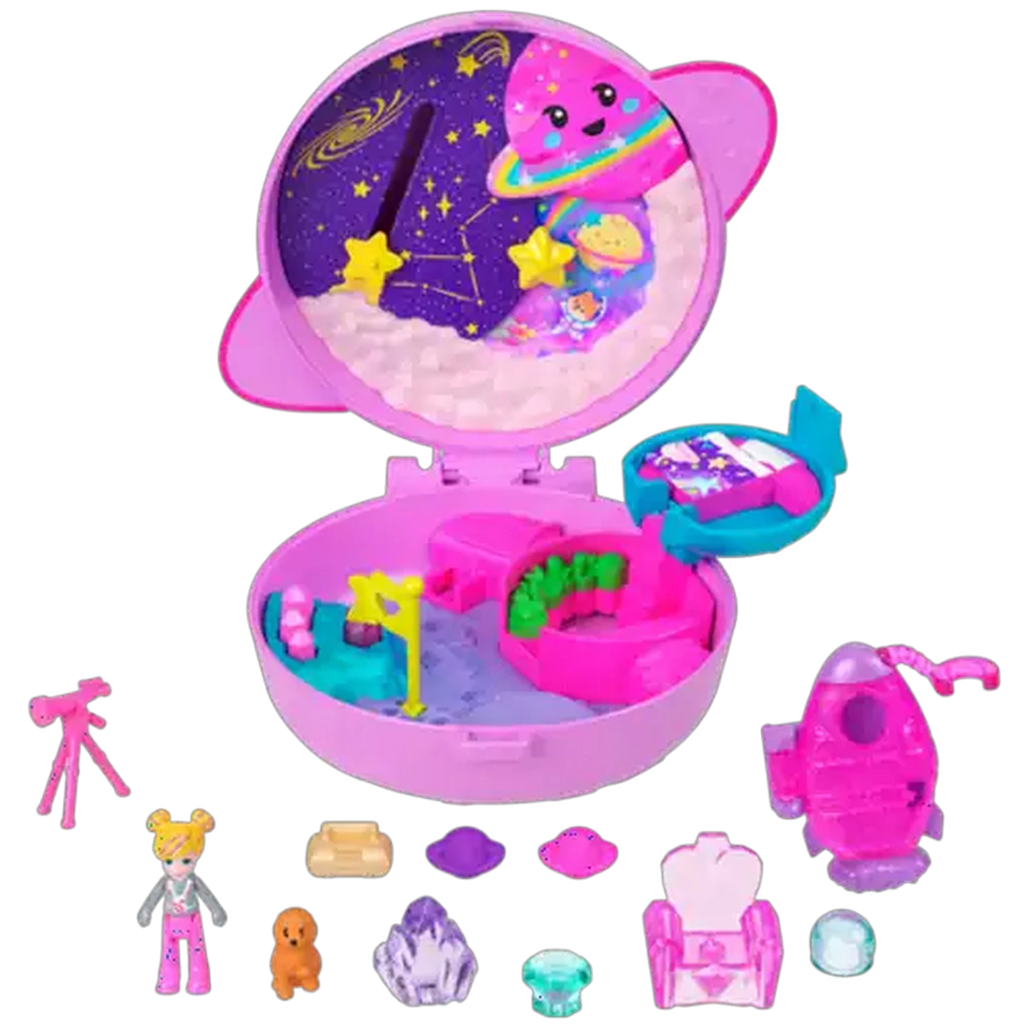 Image of Polly Pocket Core Compact Playsets with Doll, Pet, & Accessories, Travel Toys with Surprise Reveals