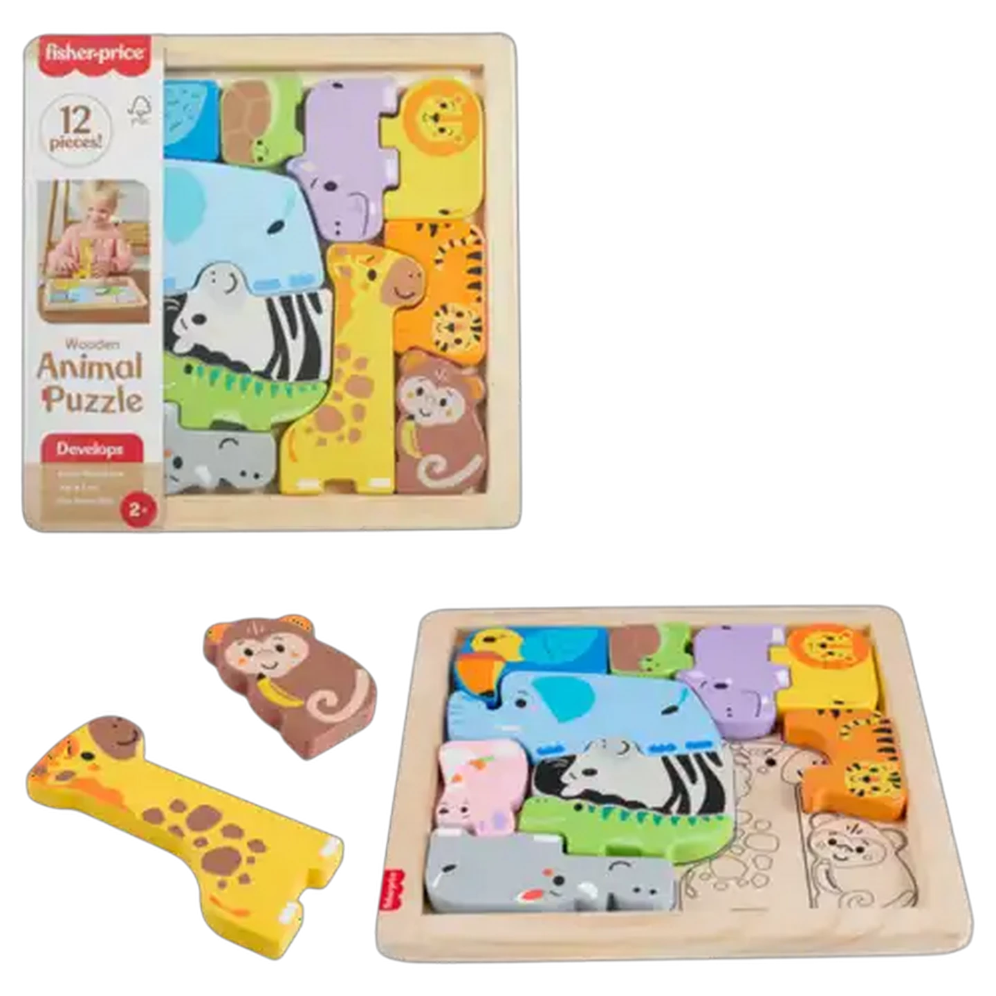 Image of Fisher-Price Wooden Animal Puzzle 13-Pieces
