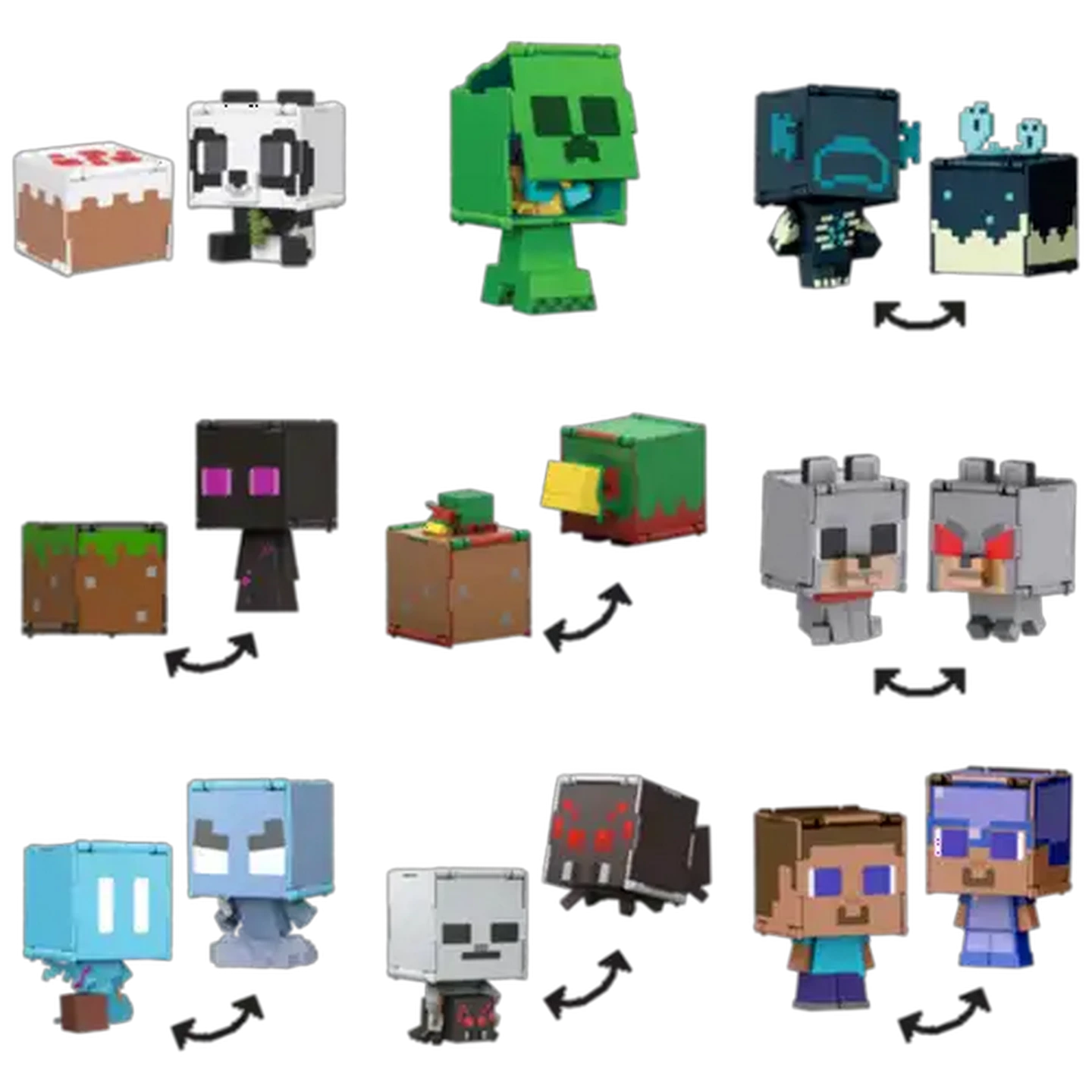 Image of Minecraft Flippin’ Figs Figures, 2-in-1 Fidget Play, 3.75-inch Scale Collectible Toy (Characters May Vary)