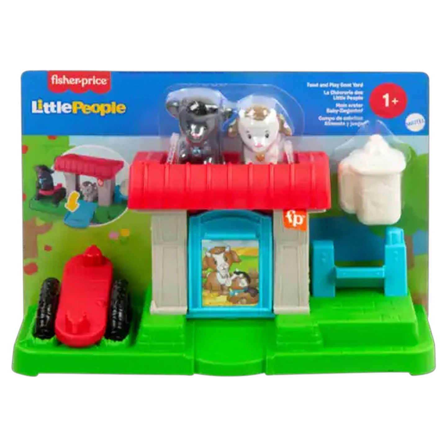 Image of Fisher-Price Little People Feed & Play Goat Yard Playset for Toddlers with 3 Pieces
